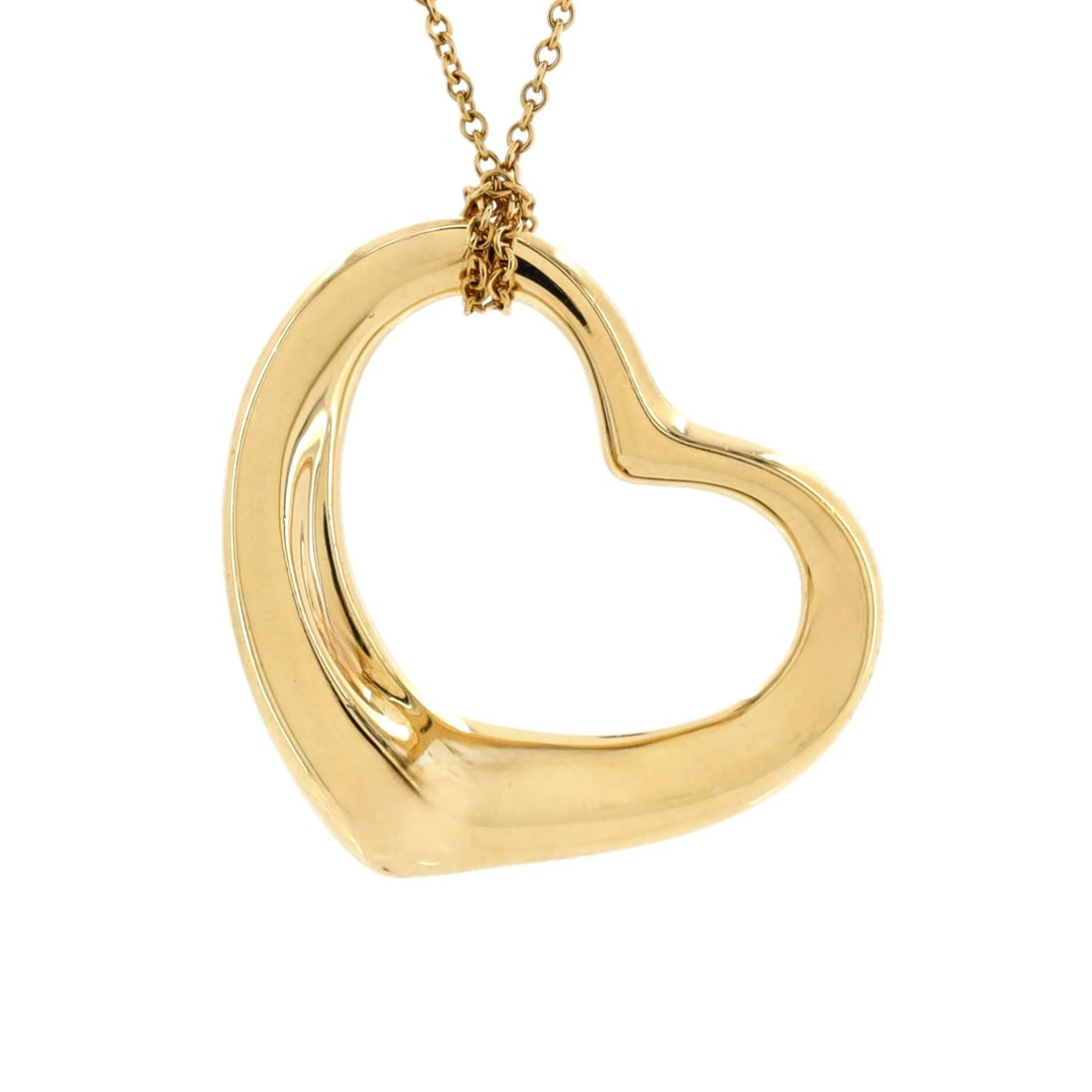 Tiffany & Co. Elsa Peretti Open Heart Pendant Necklace 18K Yellow Gold 28Mm (1 of 3)