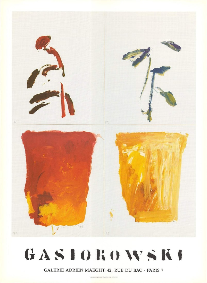 Gerald Gasiorowski Pots De Fleurs #171/172 " Poster Red White (1 of 4)