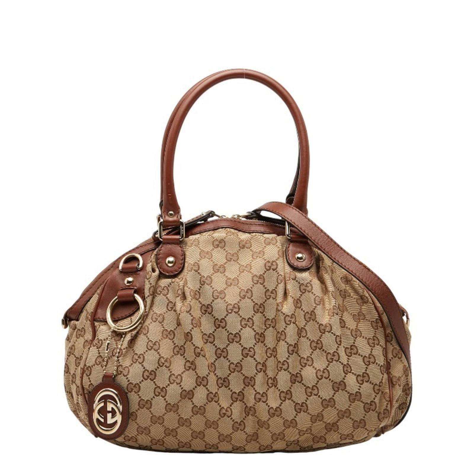 Gucci Gg Canvas Handbag/Shoulder Bag 2-Way 223974 Brown Leather (1 of 13)