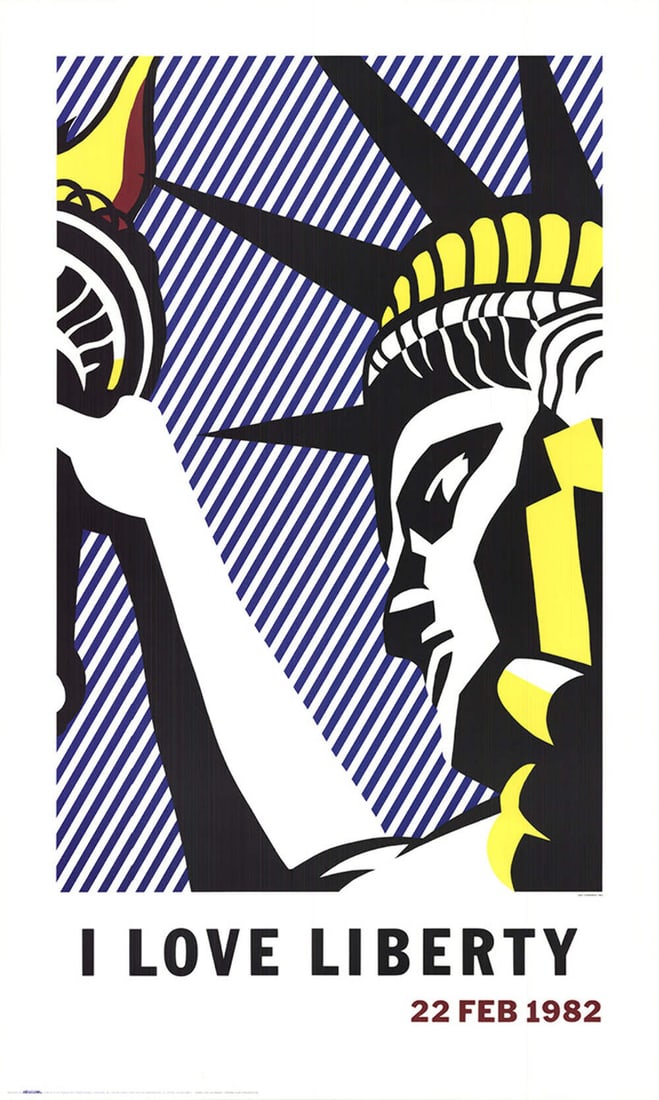 Roy Lichtenstein I Love Liberty " Poster Pop Art Yellow Black (1 of 14)