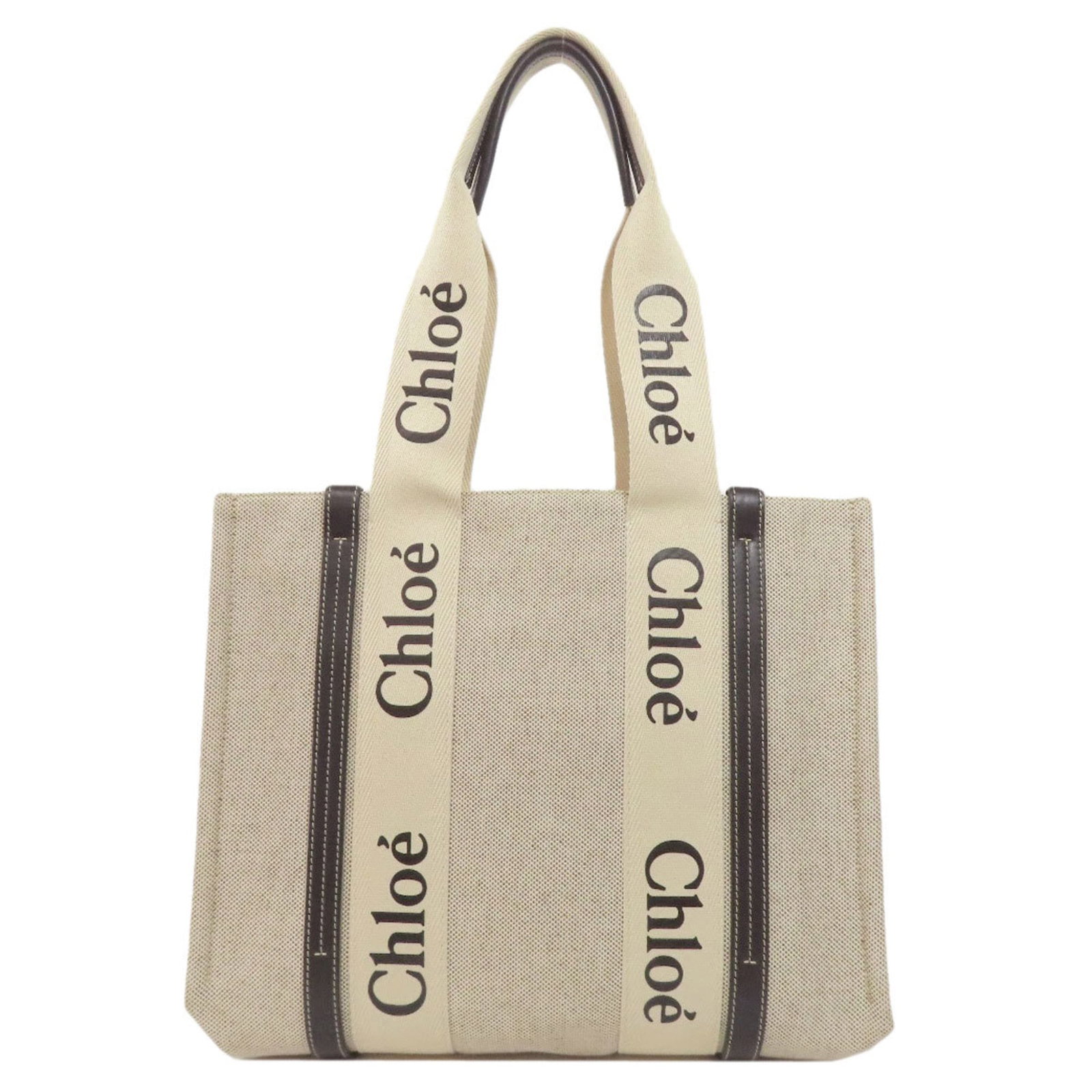Chlo Chloe Woody Tote Bag Canvas: Brand: Chlo Type: Tote Bag Material: Canvas Color: Beige, Black Gender: Women Size (Hxwxd): 28cm x 35.5cm x 11cm / 11.02'' x 13.97'' x 4.33'' Condition: Used (good), Traces of usage, scratches / dirt