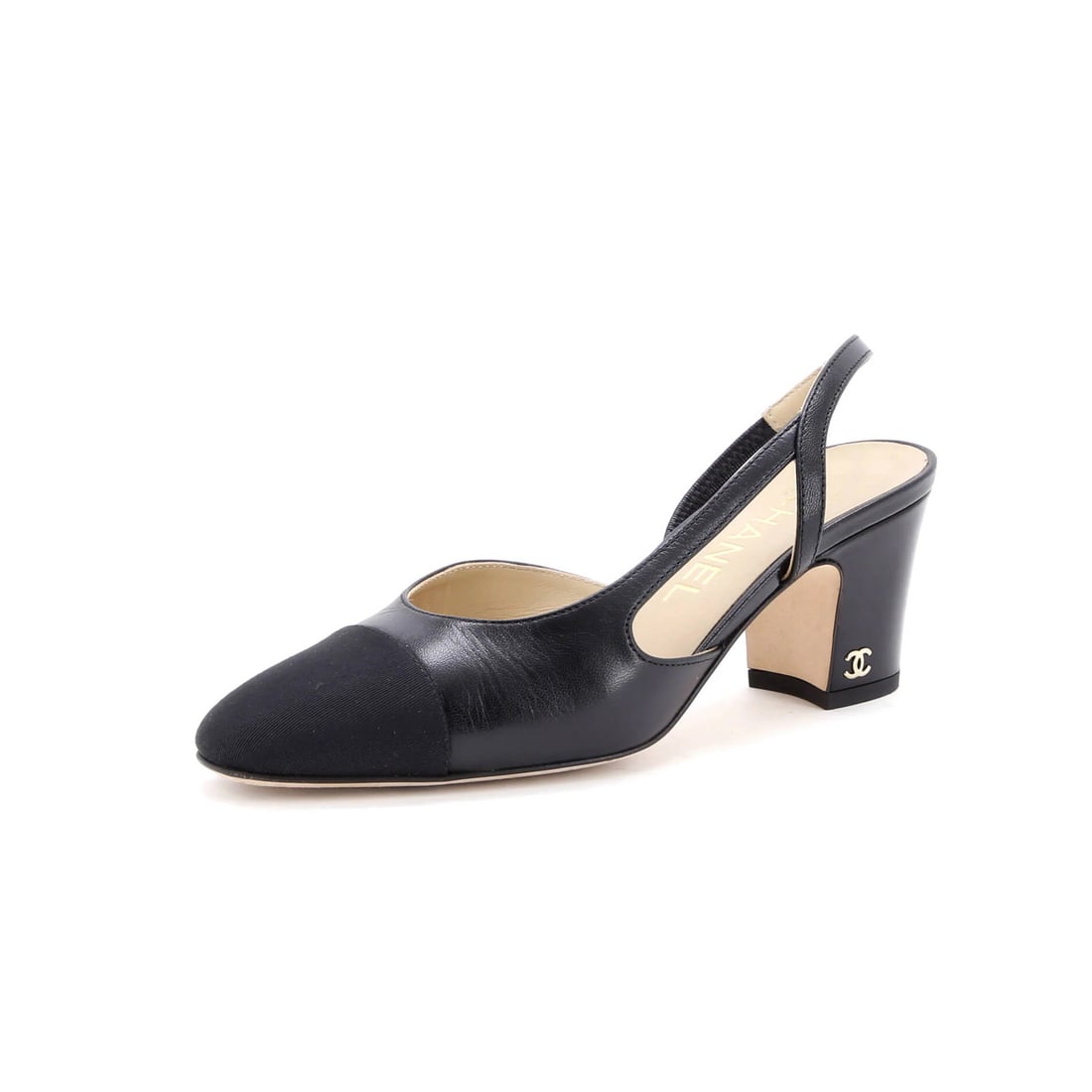 Chanel Womens Cap Toe Slingback Pumps Leather (1 of 6)