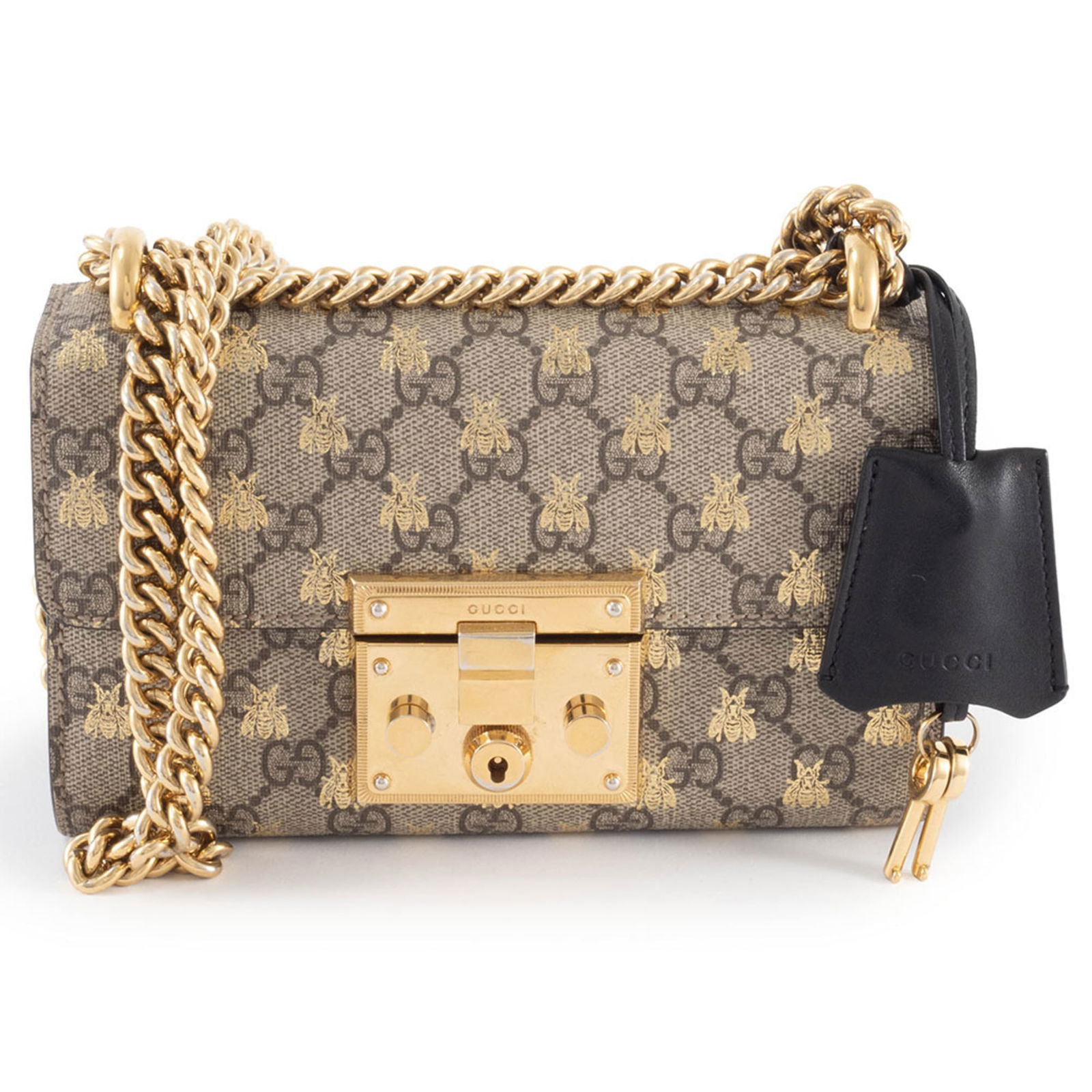 Gucci Bee Gg Supreme Leather Padlock Chain Shoulder Bag (1 of 19)
