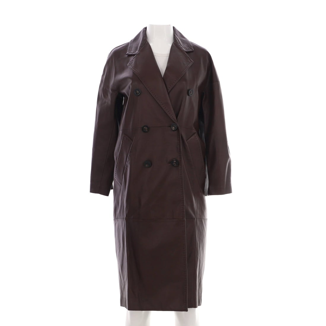 Max Mara Women'S Ussuri Double Breasted Coat Leather (1 of 5)