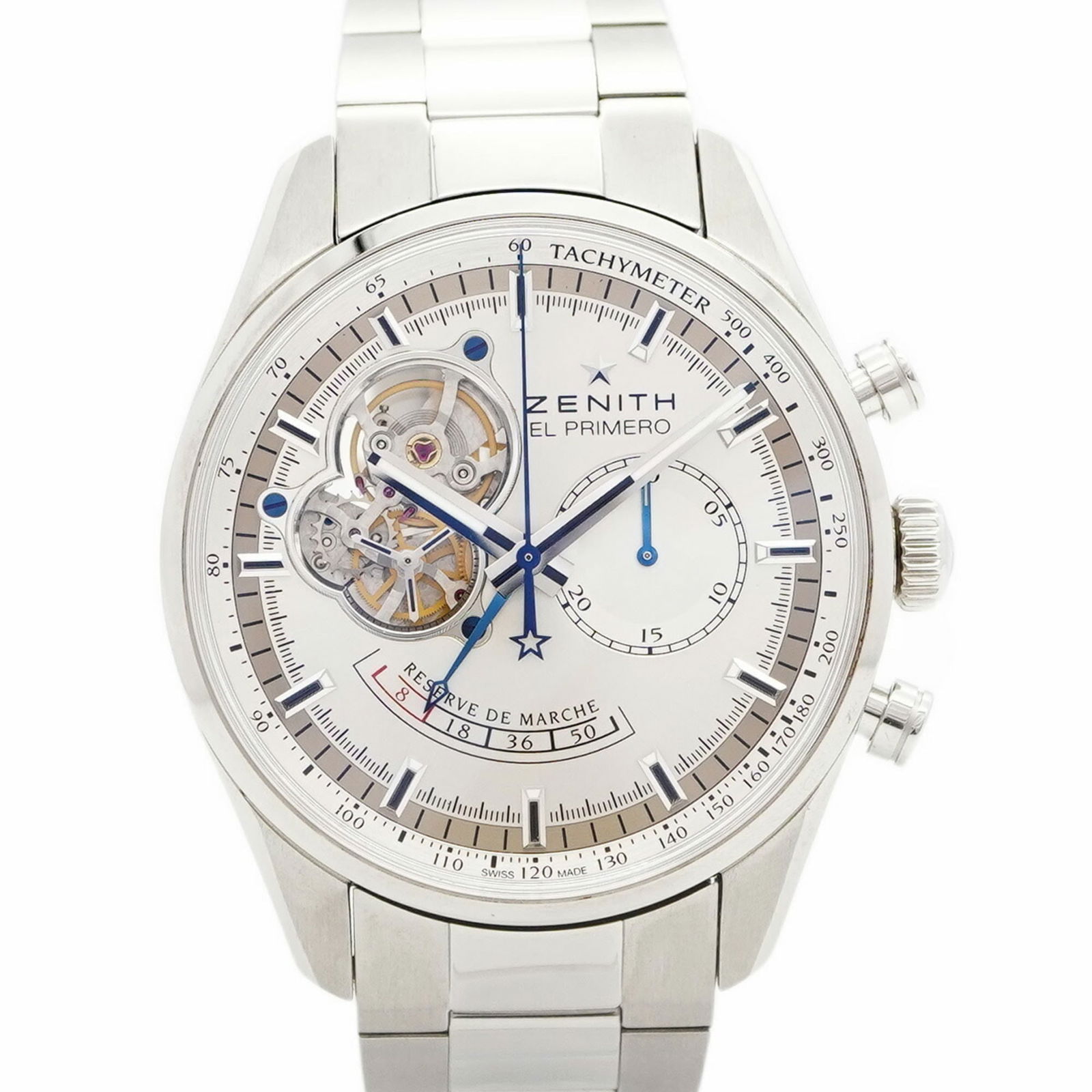 Zenith El Primero Chronomaster 03.2080.4021 01.M2040 Silver Skeleton Dial: Brand: Zenith Type: Wristwatch Gender: Men Material (Band): Stainless Steel Color (Dial): Silver Case Diameter: 42mm / 1.65'' Wrist Size: 17cm / 6.69'' Condition: Used (good), Traces of usage, scratch