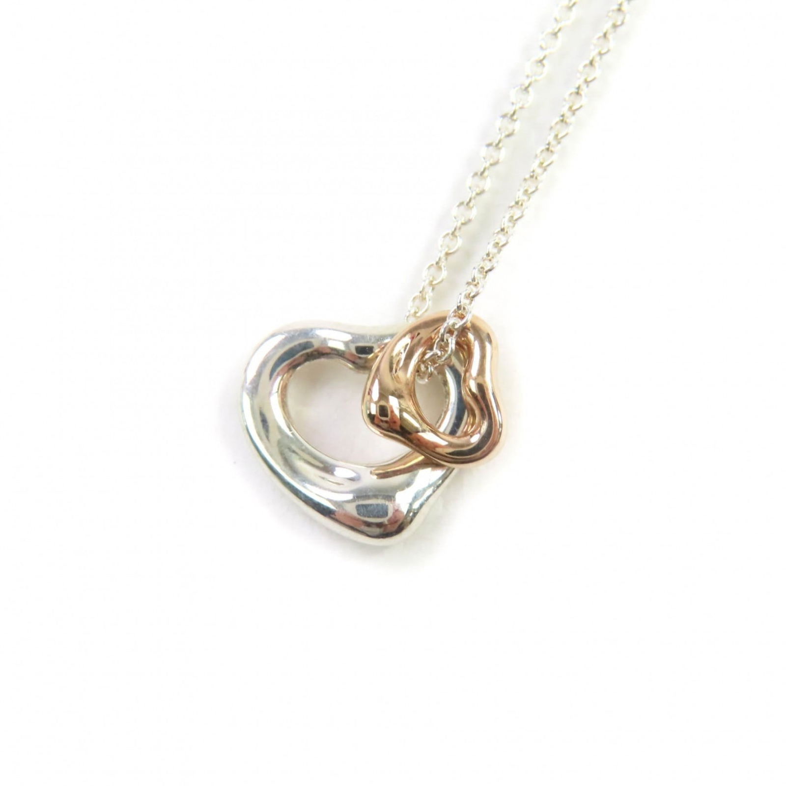 Tiffany & Co. Tiffany Elsa Peretti Open Heart Pendant Necklace In 925 And 750 Silver Pink Gold (1 of 9)