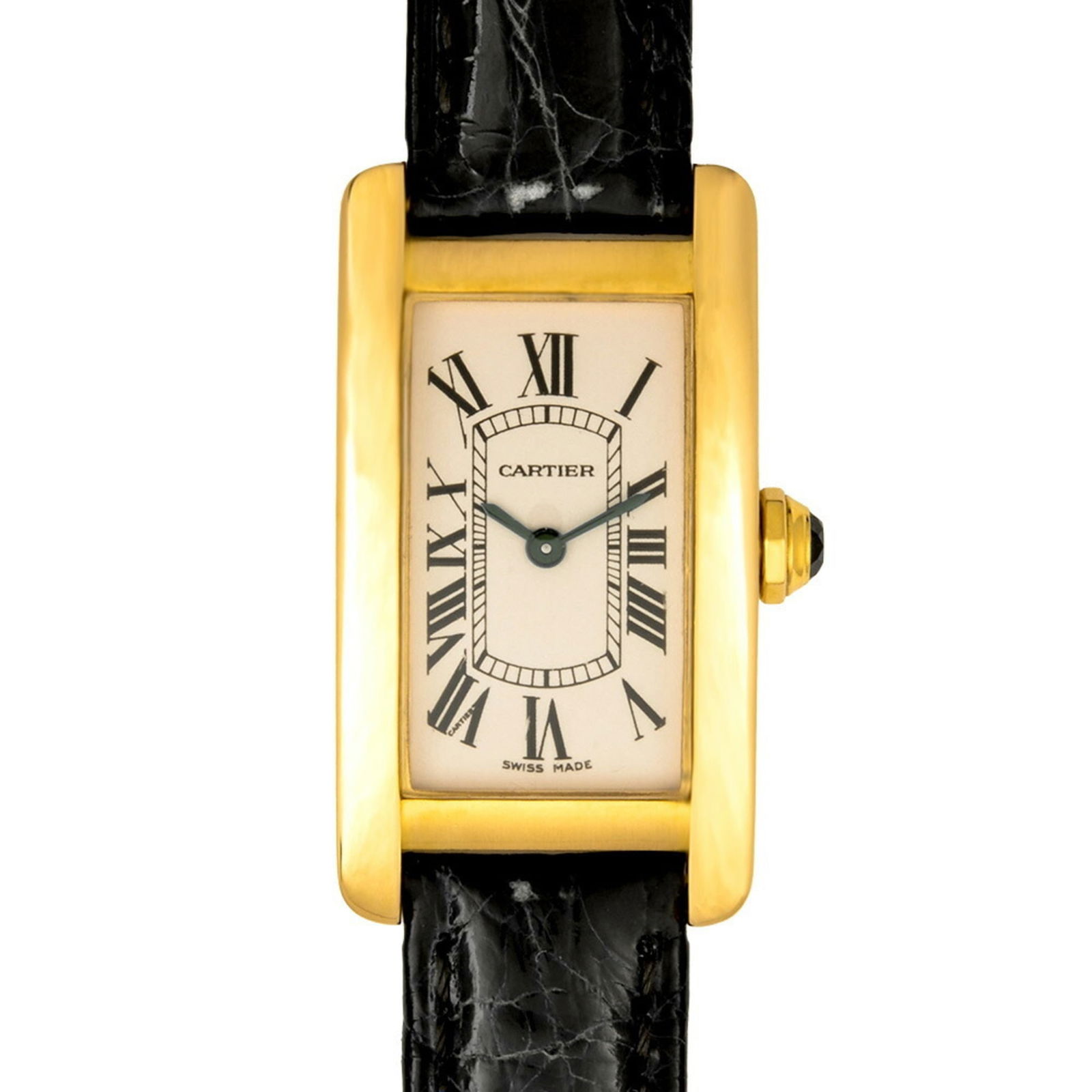 Cartier 1710 Tank Amricaine Sm Watch Quartz Ivory Dial Solid Gold (1 of 7)