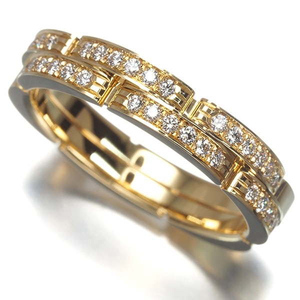 Cartier Ring Diamond Maillon Panthere 2-Row Eu57 18K 750 Yellow Gold (1 of 5)