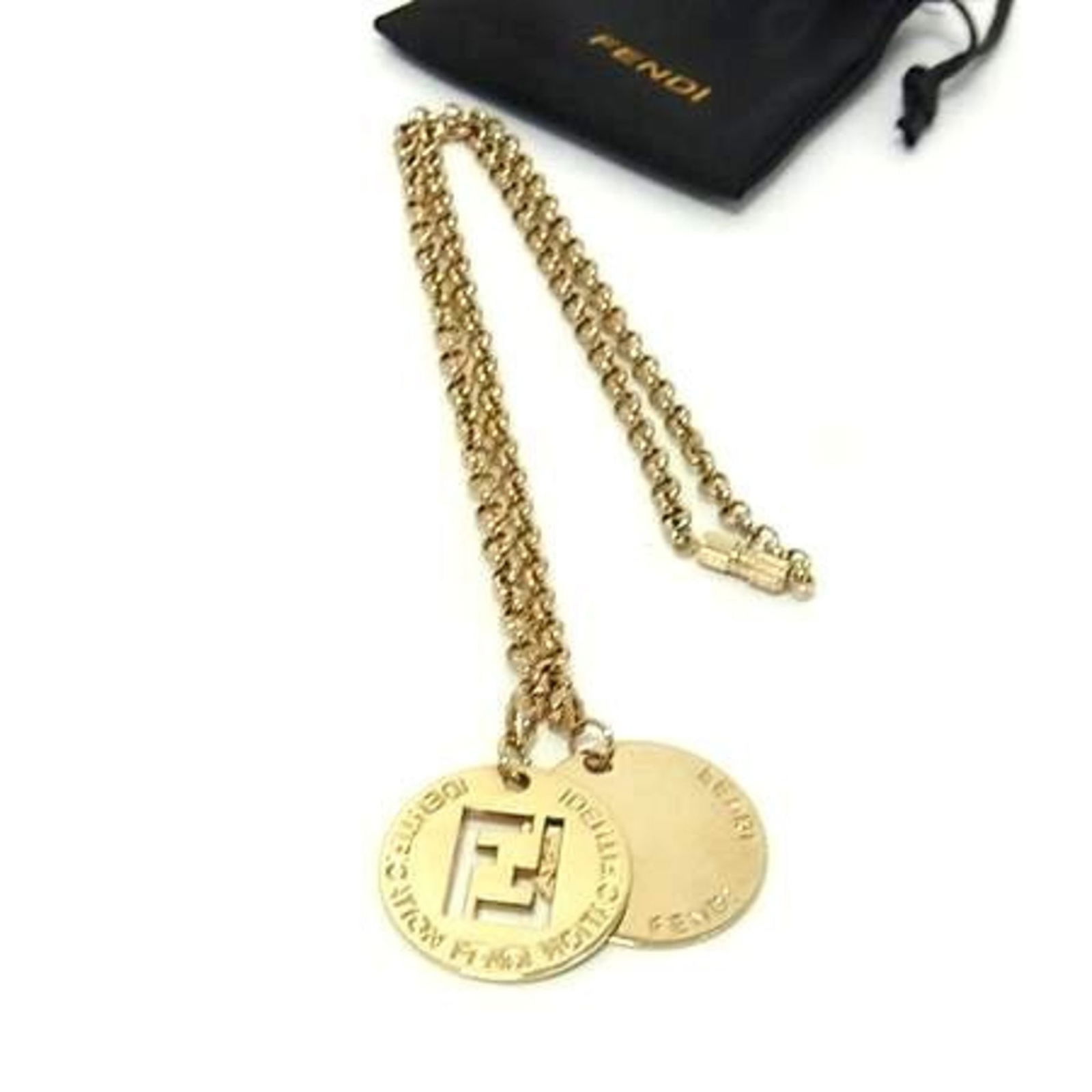 Fendi Ff Plate Necklace - Gold Metal (1 of 4)