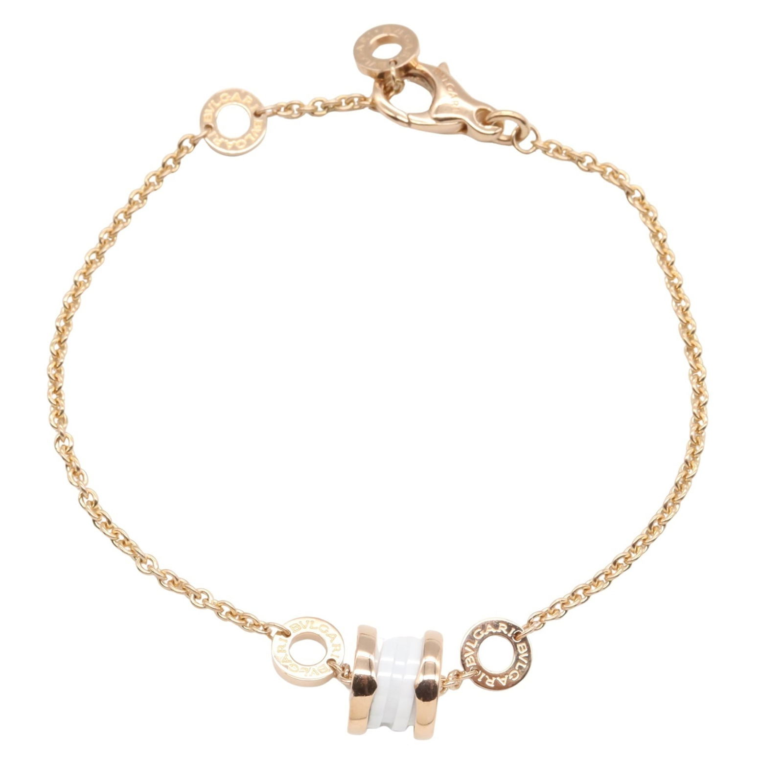 Bvlgari B-Zero1 Element Ceramic Bracelet In 18K Pink Gold (Kppg) For Men And Women: Brand: Bvlgari Type: Charm Bracelet Gender: Men,Women Material: Pink Gold (18K) Color: White Length: 17.5cm / 6.88'' Condition: Used (very good), A few traces of usage, some scratches / dirt can be se
