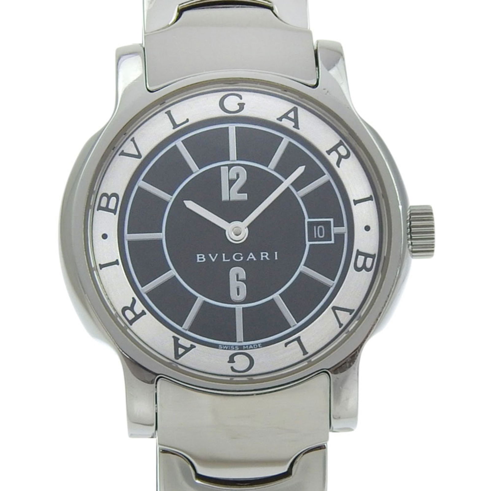 Bvlgari Solo Tempo Watch St29S Stainless Steel Quartz Analog Display Black Dial (1 of 8)