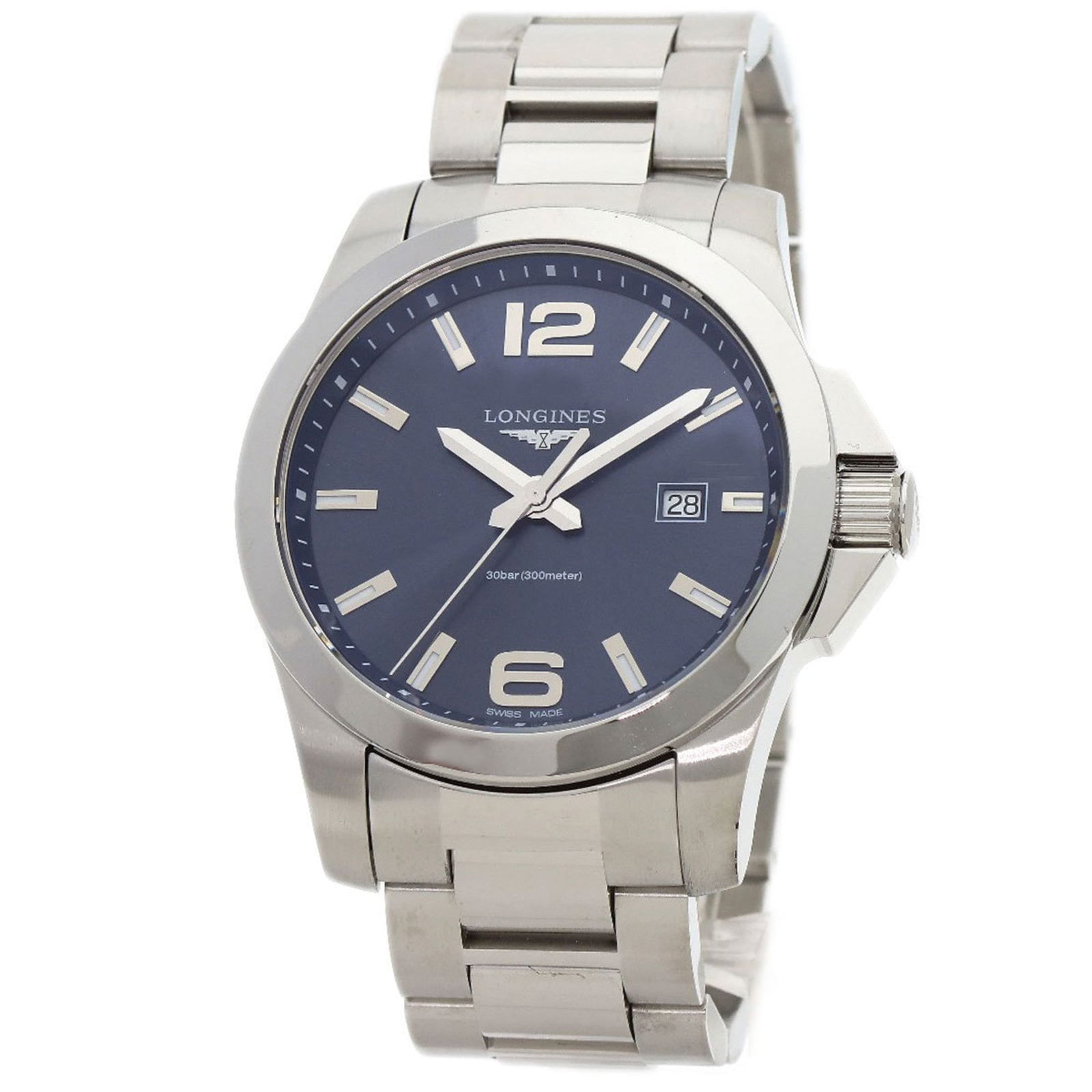 Longines L3.760.4 Conquest Watch Stainless Steel Ss: Brand: Longines Type: Wristwatch Gender: Men Display: Analog Material (Case): Stainless Steel Material (Band): Stainless Steel Color (Dial): Blue Case Diameter: 53.4mm / 2.1'' Wrist Size: 18cm / 7.08'