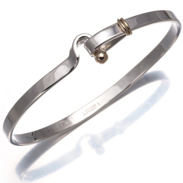 Tiffany&Co. Bracelet Love Knot Hook&Eye Bangle Silver 925/14K Yg: Country Of Origin: United States Brand: Tiffany & Co. Metal: Sterling Silver Metal Purity: 925 Type: Bracelet Main Stone: No Stone Style: Bangle Collection: Love Knot Hook&Eye Main Stone Creation: - P
