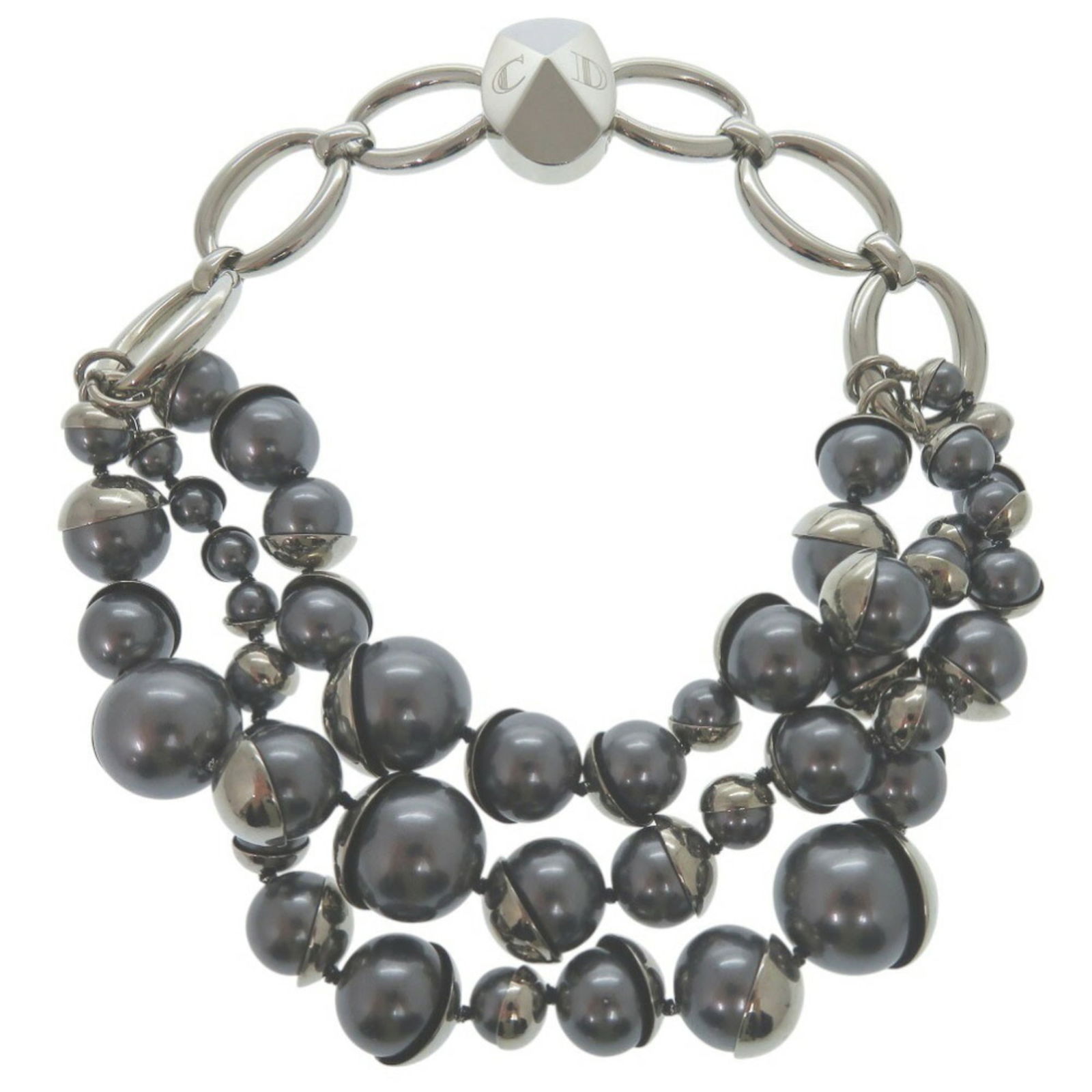 Christian Dior Dior Fake Pearl Necklace Silver Choker 0989Dior (1 of 10)