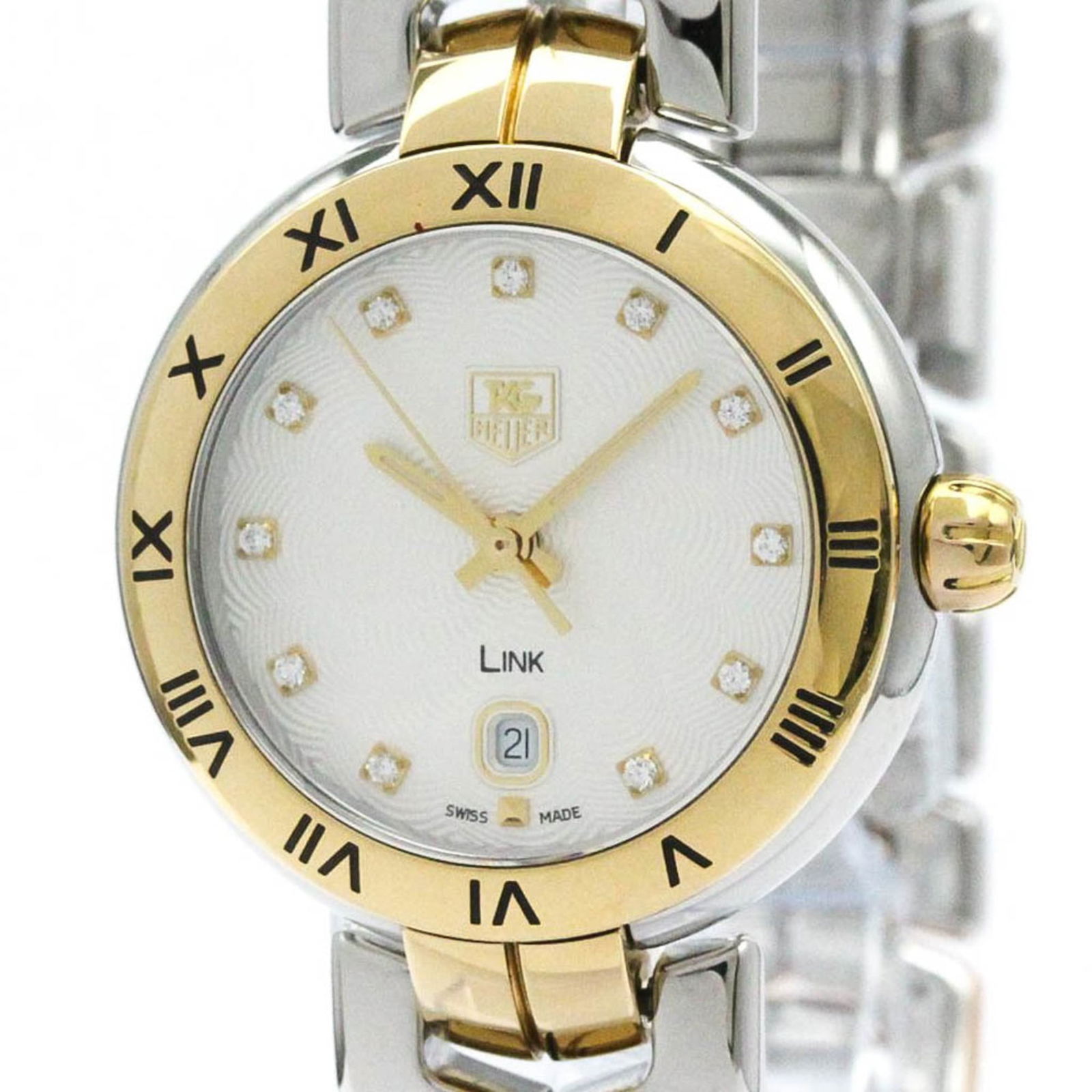 Tag Heuer Link Diamond 18K Pink Gold 18K Gold Steel Watch Wat1450 Bf580143 (1 of 9)