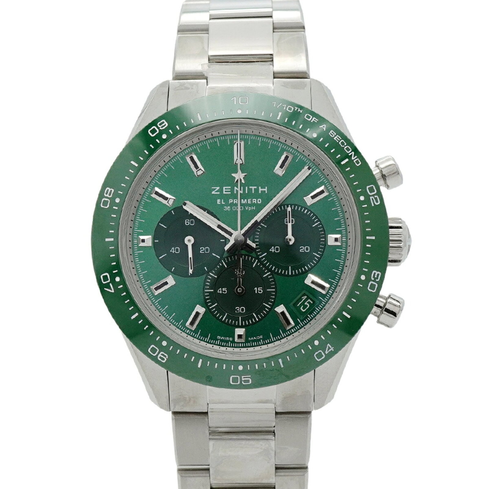 Zenith Chronomaster 03.3107.3600 56.M3100 Green Dial: Brand: Zenith Type: Wristwatch Gender: Men Material (Band): Stainless Steel Color (Dial): Green Case Diameter: 40.5mm / 1.59'' Wrist Size: 21cm / 8.26'' Condition: Used (very good), A few traces of us