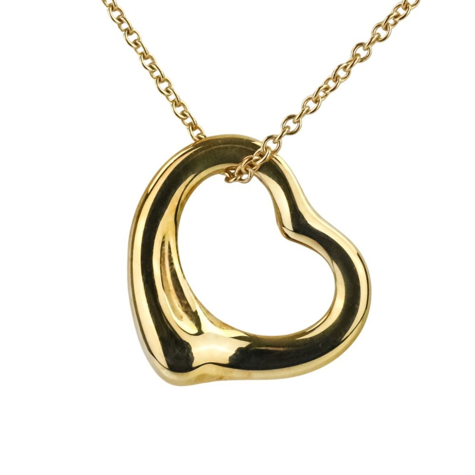 Tiffany & Co. Elsa Peretti Open Heart 16Mm Chain Necklace In Au750 K18 Yellow Gold (1 of 14)