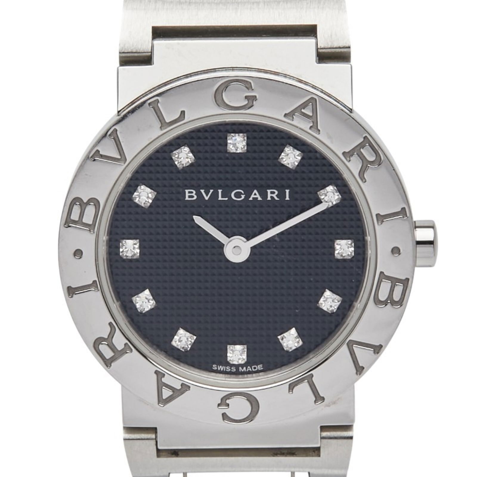 Bvlgari 12P Diamond Watch Bbl26S Quartz Black Dial Stainless Steel (1 of 8)