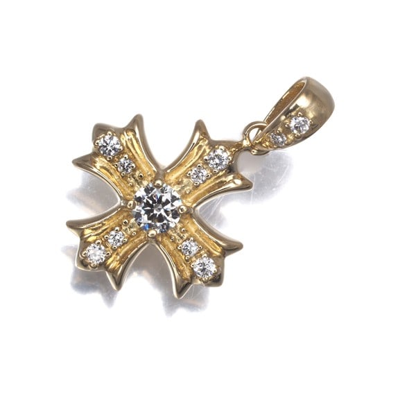 Gem Castle Yukizaki Pendant Diamond 0.12Ct/0.08Ct Regalia Cross 18K Yg (1 of 6)