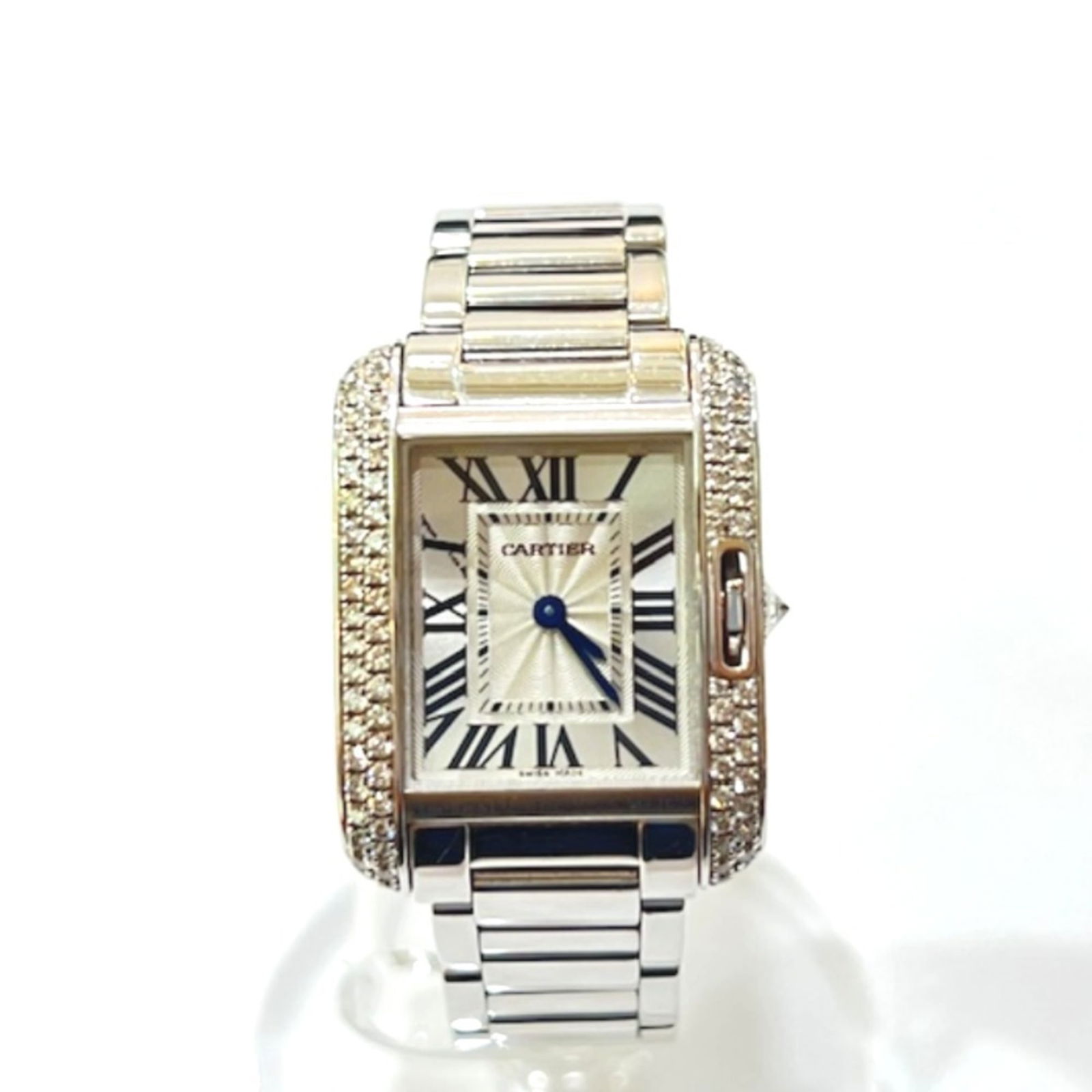 Cartier Wt100008 18Kwg Tank Anglaise Small Diamond Bezel Quartz Watch (1 of 16)