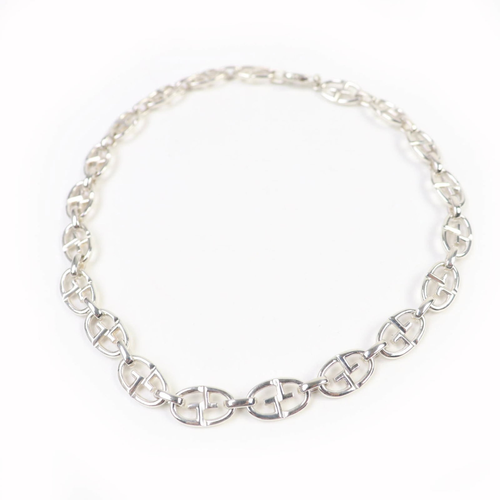 Vintage Gucci 925 Tom Ford-Era Double G Anchor Chain Choker In Silver (1 of 9)