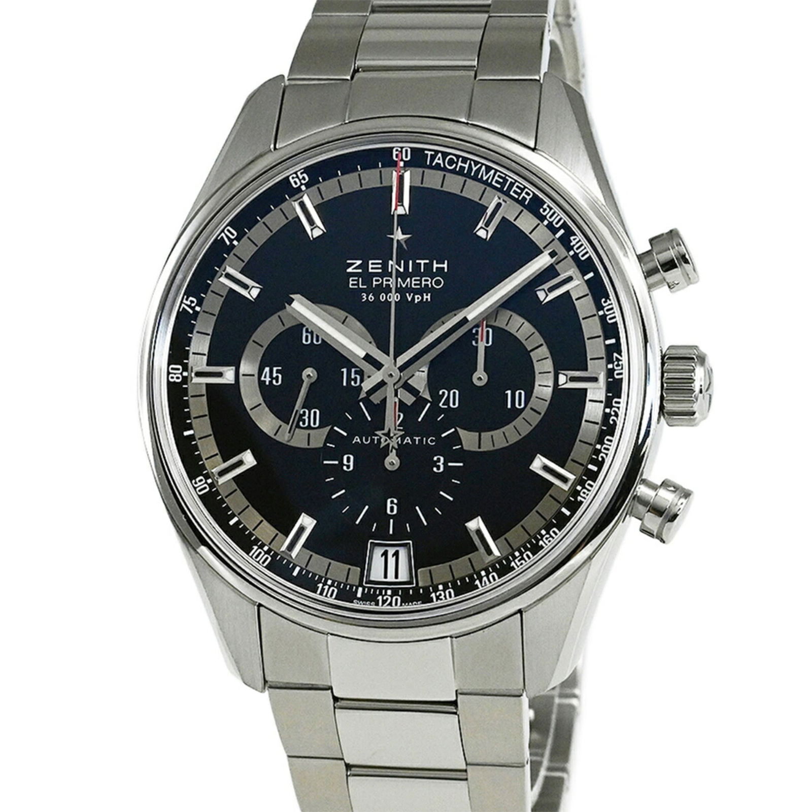 Zenith El Primero 36000Vph 42Mm Watch 03.2040.400 21.M2040: Brand: Zenith Type: Wristwatch Gender: Men Material (Case): Stainless Steel Material (Band): Stainless Steel Color (Dial): Black, Silver Easy-To-Read: Yes Case Diameter: 42mm / 1.65'' Case Thickness: