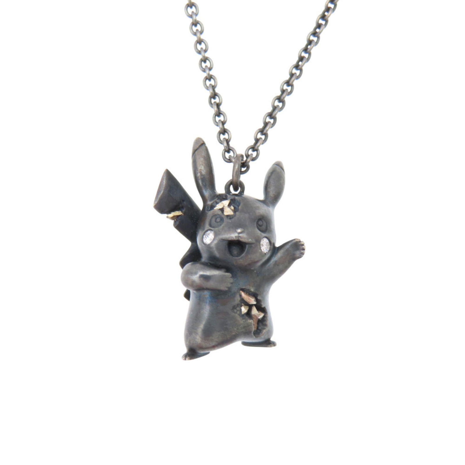 Tiffany & Co. Daniel Arsham Pokmon Collaboration Pikachu Oxidized Necklace In Sterling Silver: Brand: Tiffany Necklace Type: Necklace Gender: Women Material: Sterling Silver Color: Black Stone: Diamond Neck Circumference: 45.5 cm / 17.91'' Pendant Size: 23mm x 16mm / 0.9'' x 0.62'' Condition: U