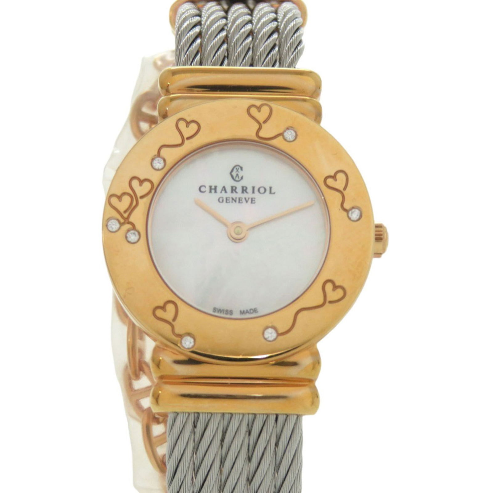 Unused Charriol Saint-Tropez 028Bhp.540.552 Stainless Steel White Shell Pink Gold Dial Quartz: Brand: Charriol Type: Wristwatch Gender: Women Display: Analog Material (Case): Stainless Steel Material (Band): Stainless Steel Color (Dial): White Shell Case Diameter: 25mm / 0.98'' Wrist Size: 15cm