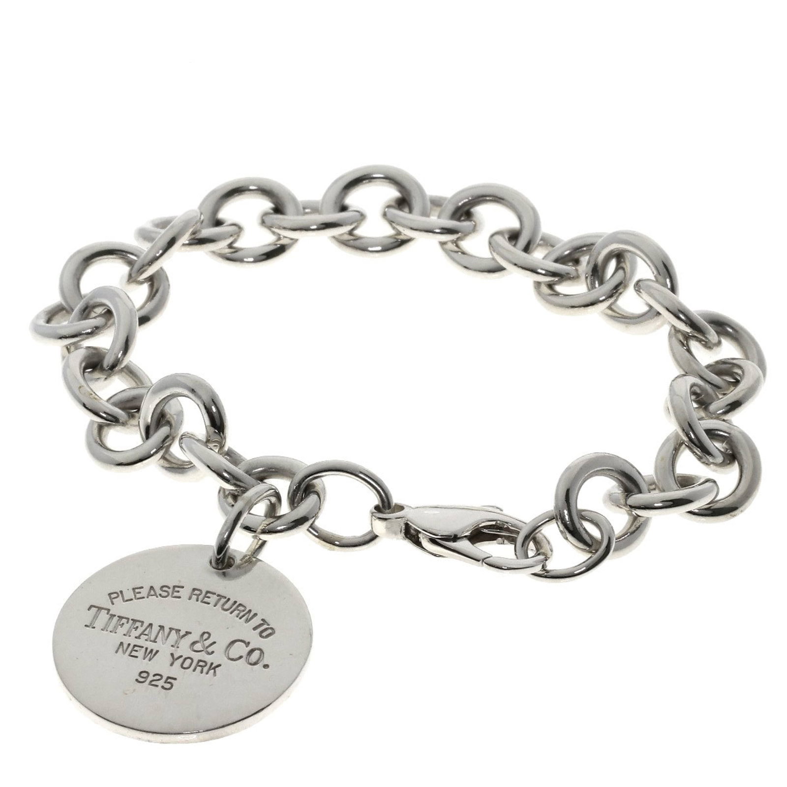 Tiffany Return To Round Bracelet In Silver: Brand: Tiffany Type: Charm Bracelet Gender: Women Metal: Silver Length: 16.5cm / 6.49'' Width: 1cm / 0.39'' Weight: 35.9g / 1.26oz. Condition: Used (very good), A few traces of usage, some scratches /