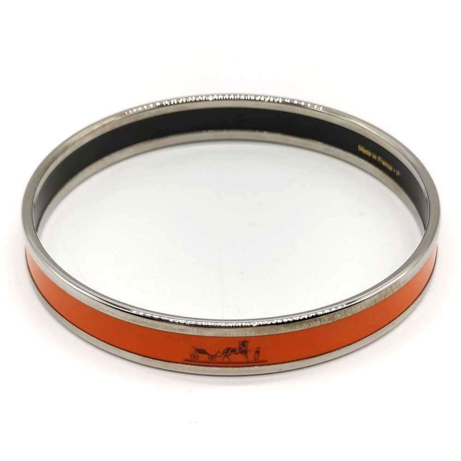 Hermes Enamel Pm Orange Cloisonn Mark Bangle Bracelet: Brand: Hermes Type: Bangle Gender: Women Material: Cloisonn/Enamel Color: Orange Diameter: 6.5cm / 2.55'' Length: 19cm / 7.48'' Width: 9mm / 0.35'' Condition: Used (good), Traces of usage, scratches /