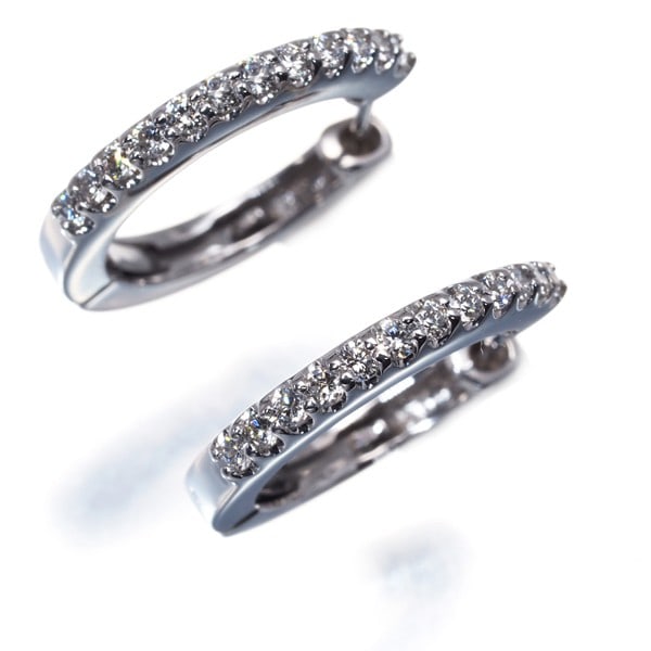 Diamond 0.15Ct/0.15Ct Hoop Earrings 18K 750 White Gold (1 of 4)