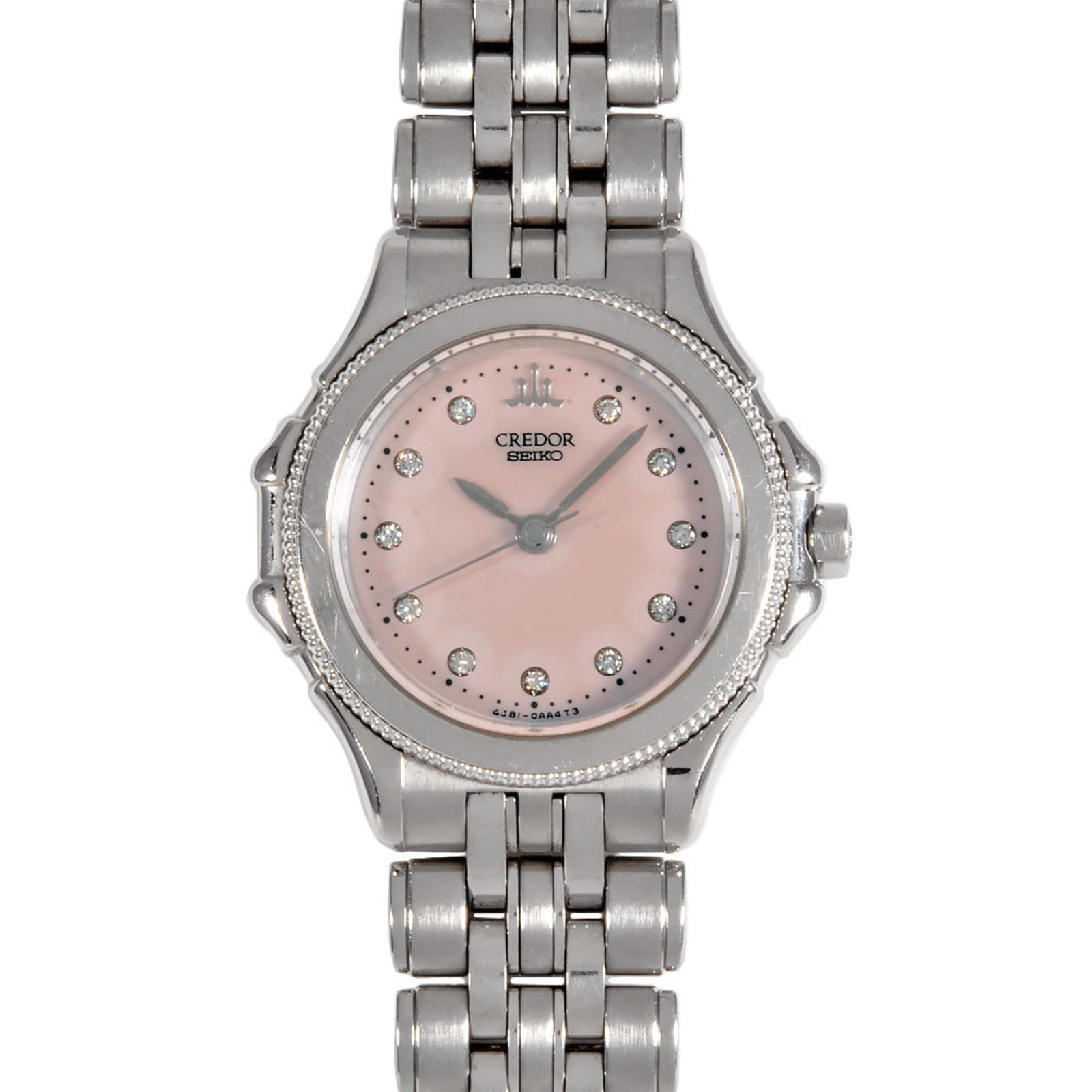 Seiko Seiko 4J81-0Az0 Credor 11P Diamond Watch Quartz Pink Dial 18Kt Ss (1 of 10)