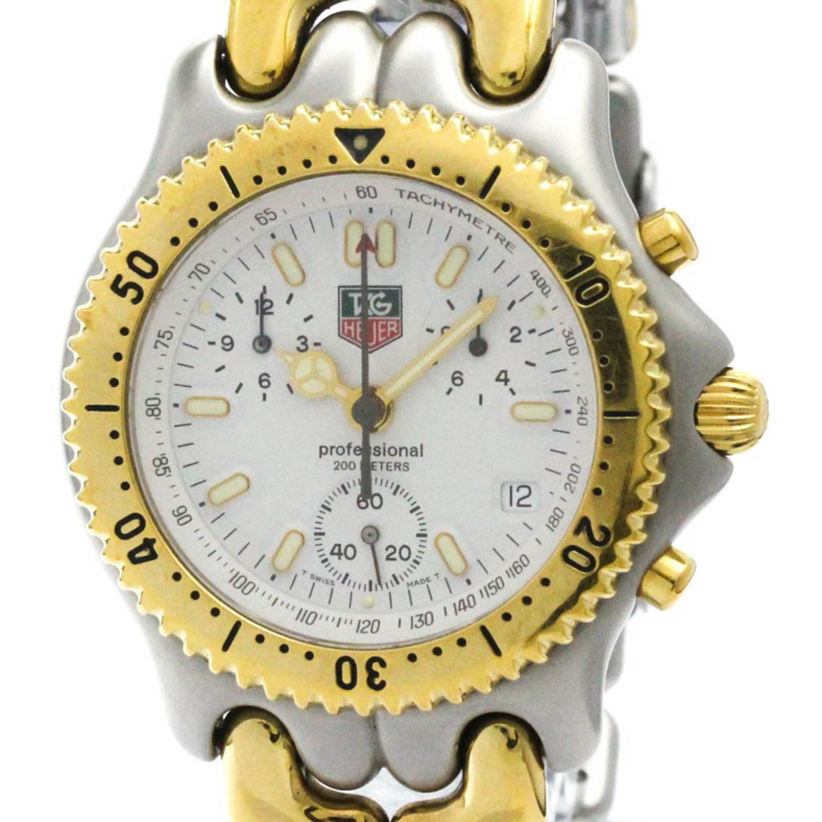 Polished Tag Heuer Sel Chronograph Gold Plated Steel (1 of 8)