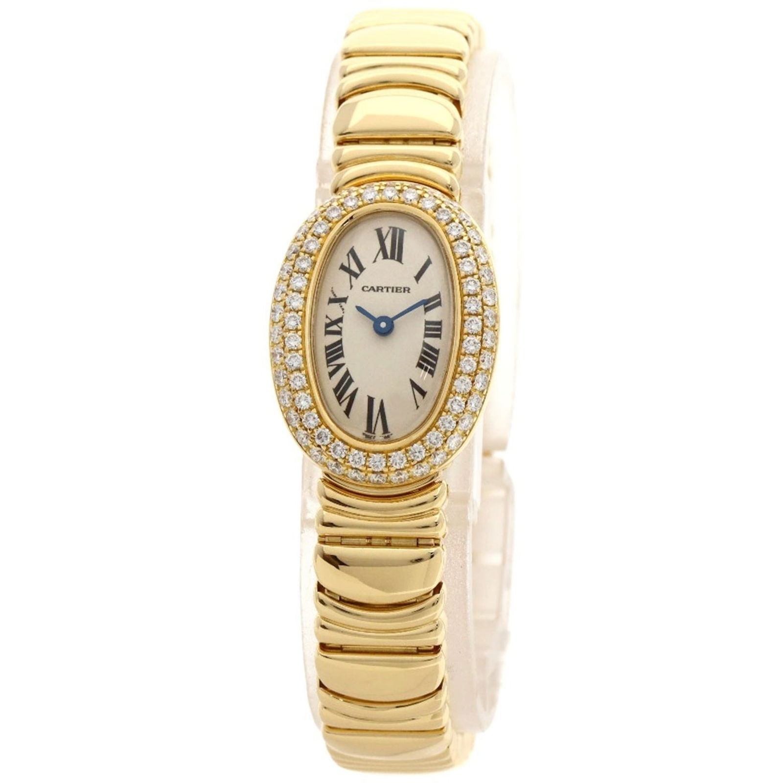 Cartier Wb5094D8 Mini Baignoire Bezel Diamond Watch 18K Yellow Gold K18Yg (1 of 11)