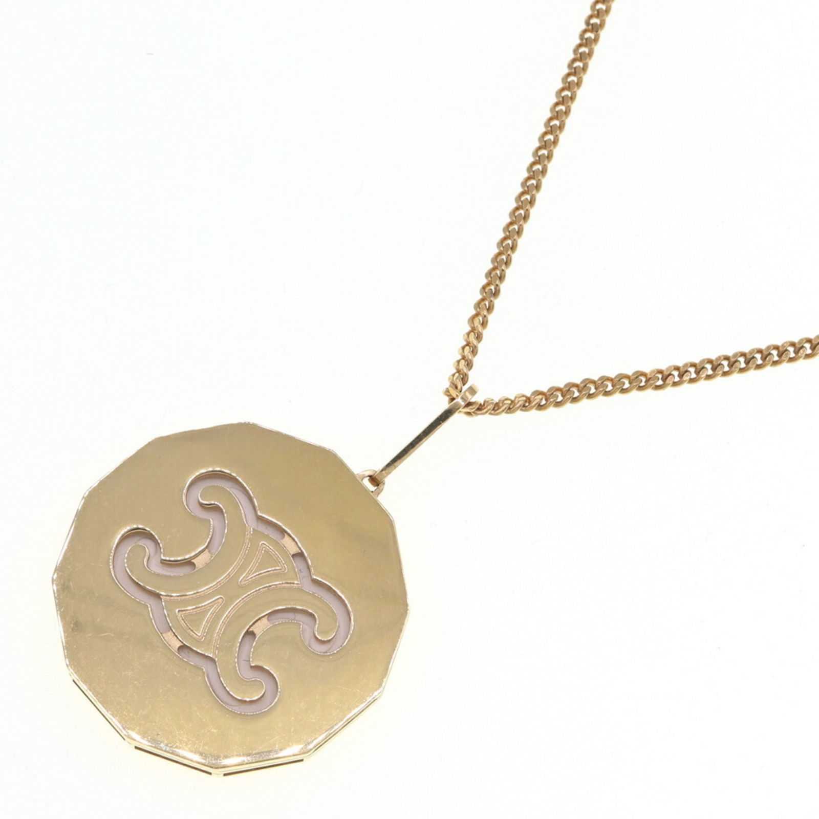 Celine Necklace Locket Pendant Gold Metal Long Chain Triomphe (1 of 6)