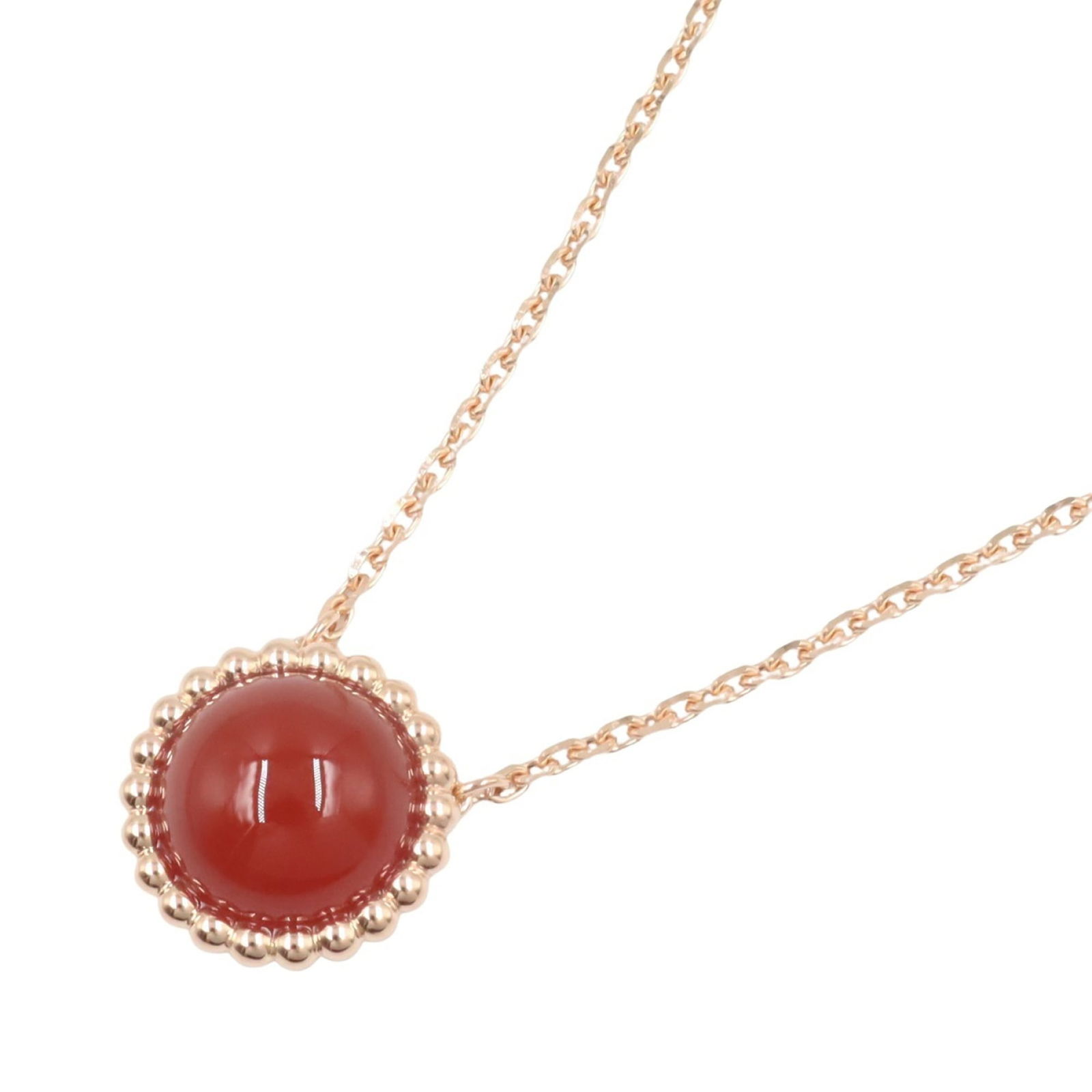 Van Cleef & Arpels Perle Couleur Necklace: Brand: Van Cleef & Arpels Necklace Type: Necklace Gender: Women Material: Pink Gold (18K) Color: Pink Gold Stone: Carnelian Stone Color: Bordeaux Neck Circumference: 37.5 cm - 42 cm / 14.76'' - 16.53'