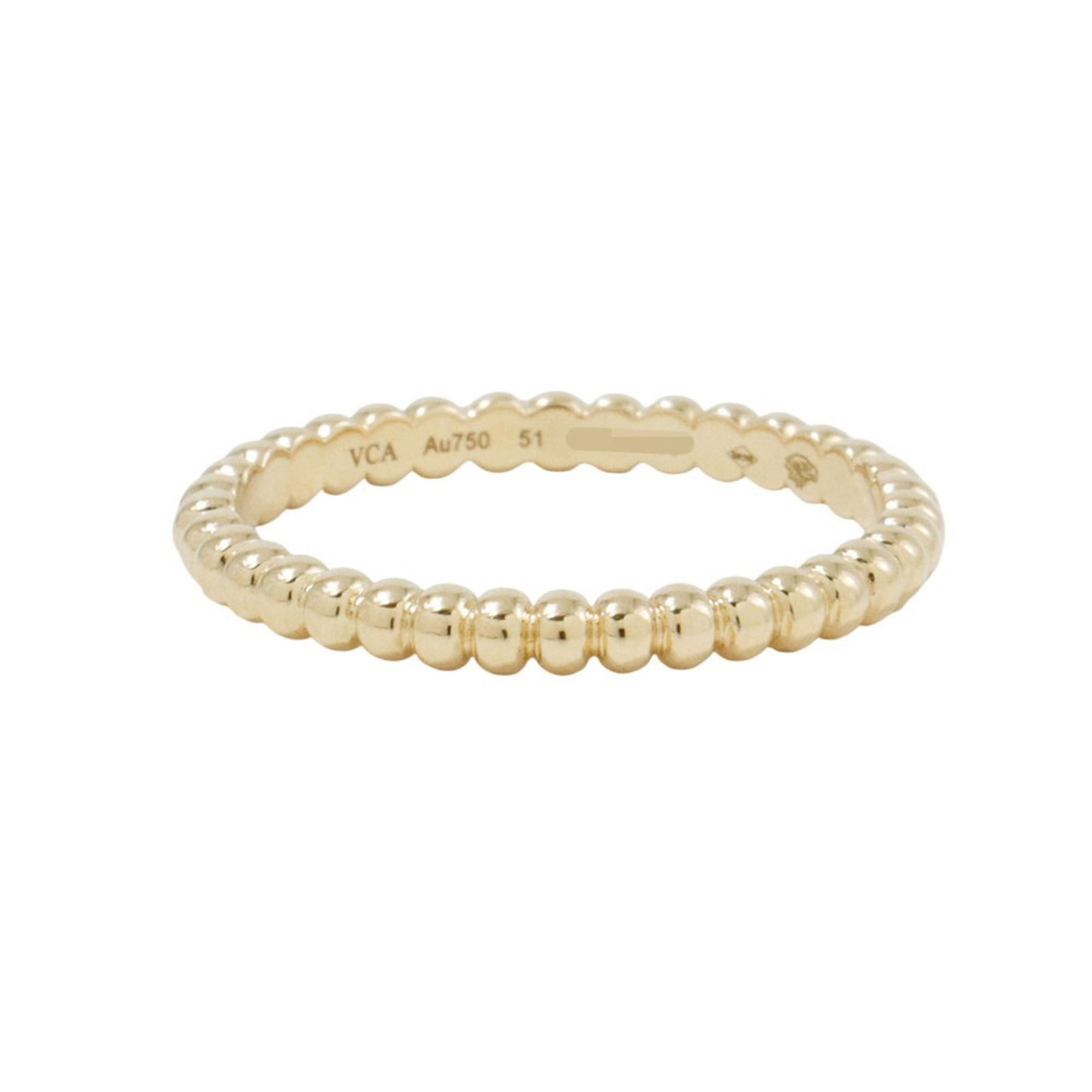 Van Cleef & Arpels Perle Ring: Brand: Van Cleef & Arpels Type: Band Ring Gender: Women Color: Yellow Gold Material: Yellow Gold (18K) Brand Size: 51 Us Size: 6 Condition: Used (like new), Hardly any traces of usage nice item or ref