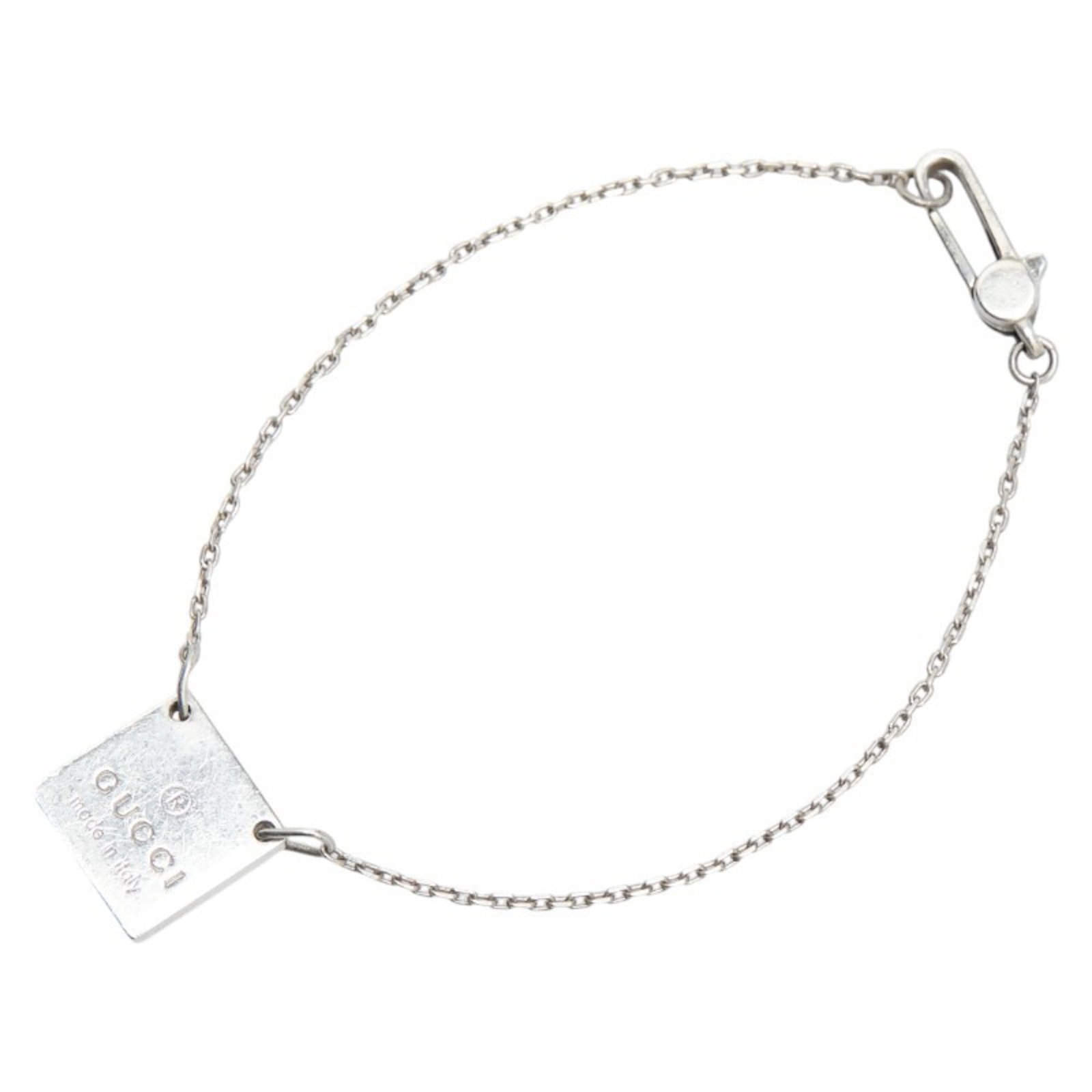 Gucci Logo Square Plate Bracelet #18 Sv925 Silver: Brand: Gucci Type: Charm Bracelet Gender: Women Material: Silver 925 Length: 19cm / 7.48'' Condition: Used (good), Traces of usage, scratches / dirt can be seen but generally in good condition Product