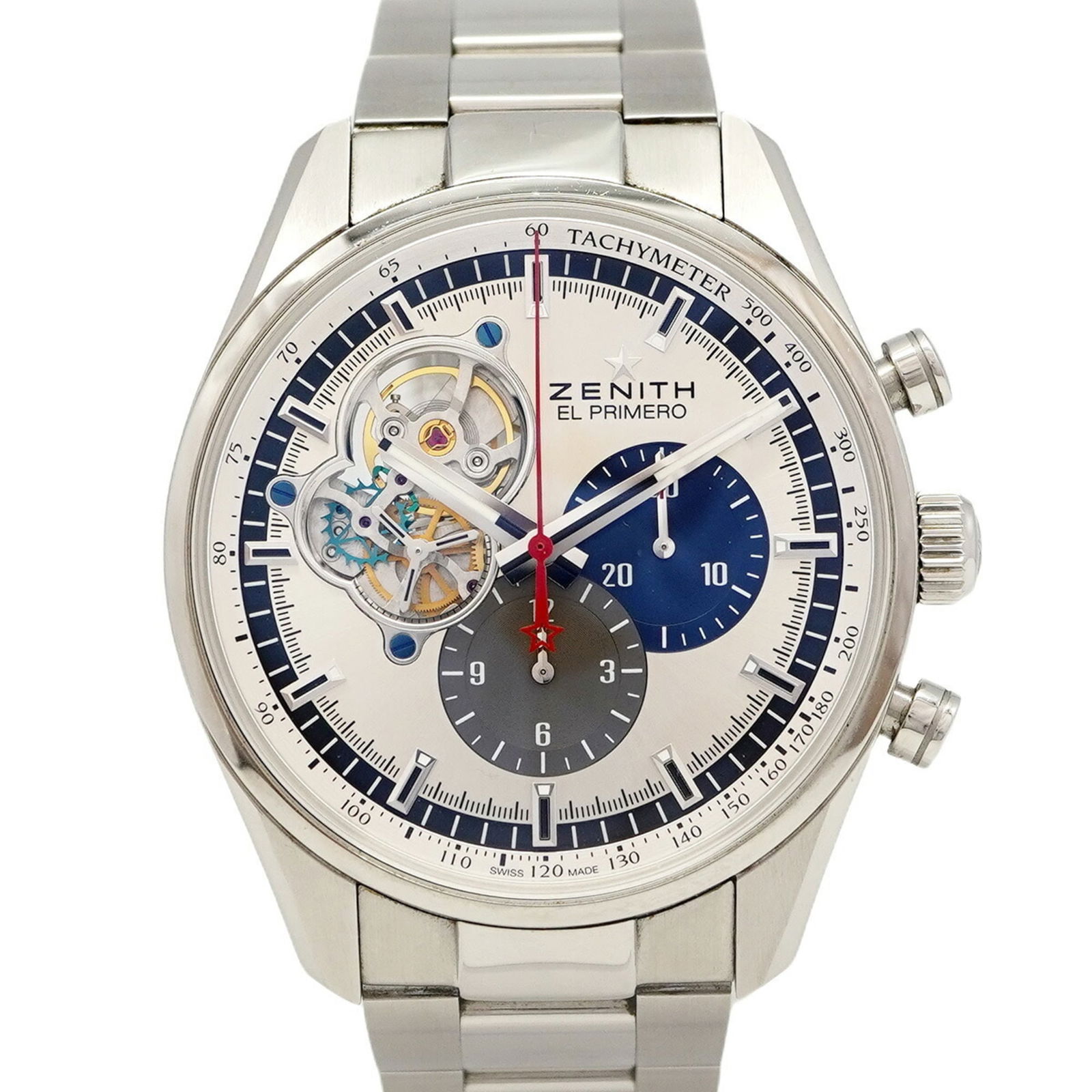 Zenith Chronomaster 03.2040.4061 Silver Skeleton Dial: Brand: Zenith Type: Wristwatch Gender: Men Material (Band): Stainless Steel Color (Dial): Silver Case Diameter: 42.3mm / 1.67'' Wrist Size: 16cm / 6.29'' Condition: Used (good), Traces of usage, scrat