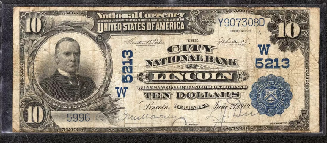 1902 $10 City National Banknote Currency Lincoln Nebraska Fr. 632 (5996) (1 of 2)