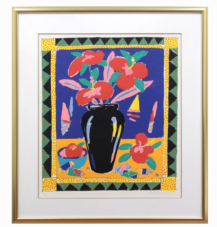 Ken Done "Flowers" Lithograph Edition Autographed Framed 490/500: Artist: Ken Done Type: Print Size: Medium Theme: Art Framing: Framed Production Technique: Lithography Subject: Flowers Product Disclaimer: Please review the full description and photos. Lithographs m