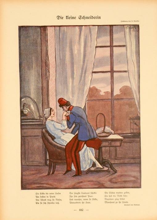 Simplicissimus 1913 By Woelf Window Scene On Linen Original: Size: Small (up to 12in.) Artist: WOELF Style: Art Nouveau Date Of Creation: 1913 Year Of Production: 1913 Width (Inches): 11 Subject: Fashion Original/Licensed Reprint: Original Height (Inches): 15 T