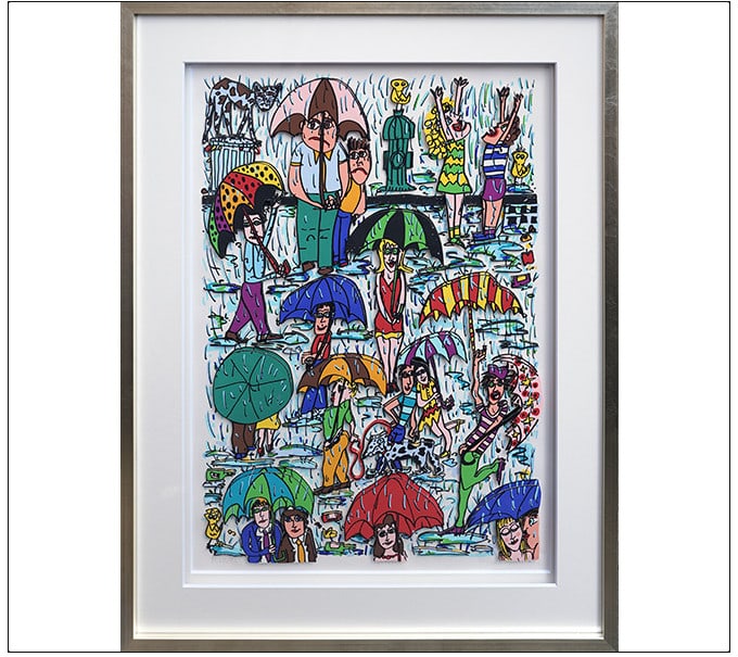 James Rizzi "Rain" 3D Silkscreen Edition Autographed Framed 1989: Artist: James Rizzi Type: Print Year Of Production: 1989 Style: 3D Theme: Art Framing: Framed Production Technique: 3D Screen Printing Country Of Origin: United States Product Disclaimer: Please revie