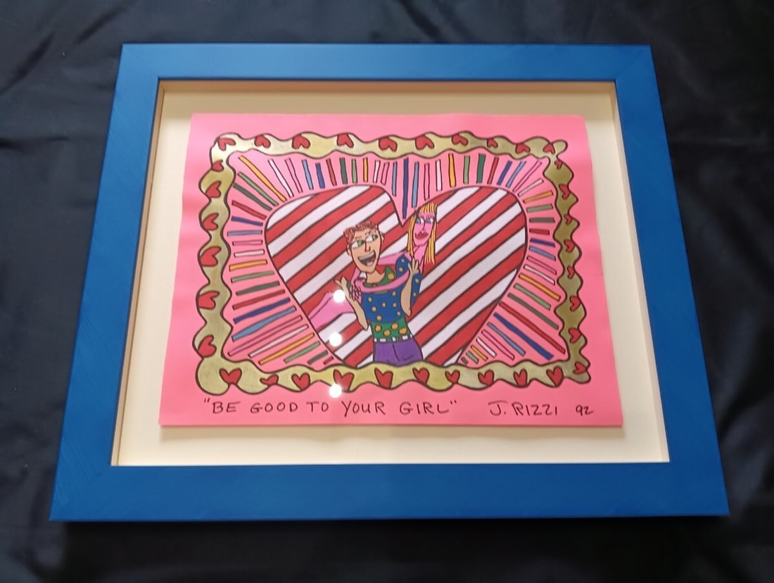 James Rizzi "Be Good To Your Girl" Original Artwork, One-Of-A-Kind Original Piec: Artist: James Rizzi Type: Painting Original/Licensed Reproduction: Original Signed: Yes Size: Medium Theme: Art Material: Paper Framing: Framed Time Period Produced: 1990-1999 Country Of Origin: Unite