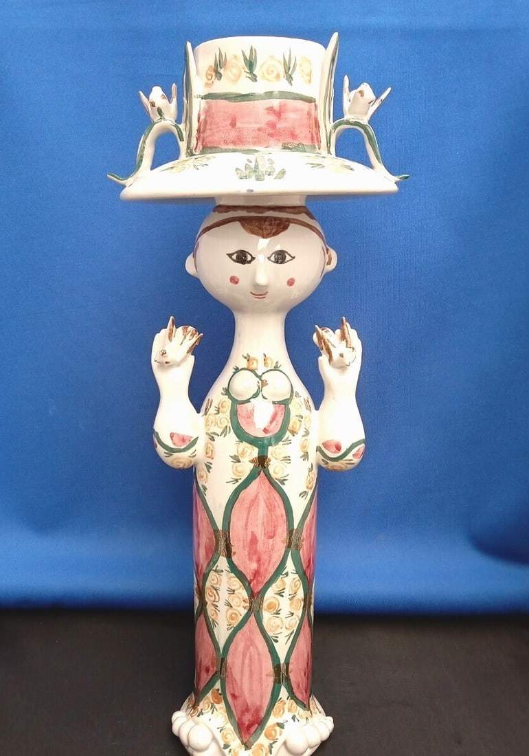 Bjorn Wiinblad Vintage Flower Vase "Humoresque" By Wegner, Denmark: Country Of Origin: Denmark Antique: No Signed: Yes Color: Multicolor Material: Ceramic Subject: Women Brand: Bjorn Wiinblad Type: Vase Original/Licensed Reproduction: Original Theme: Flowers Features: