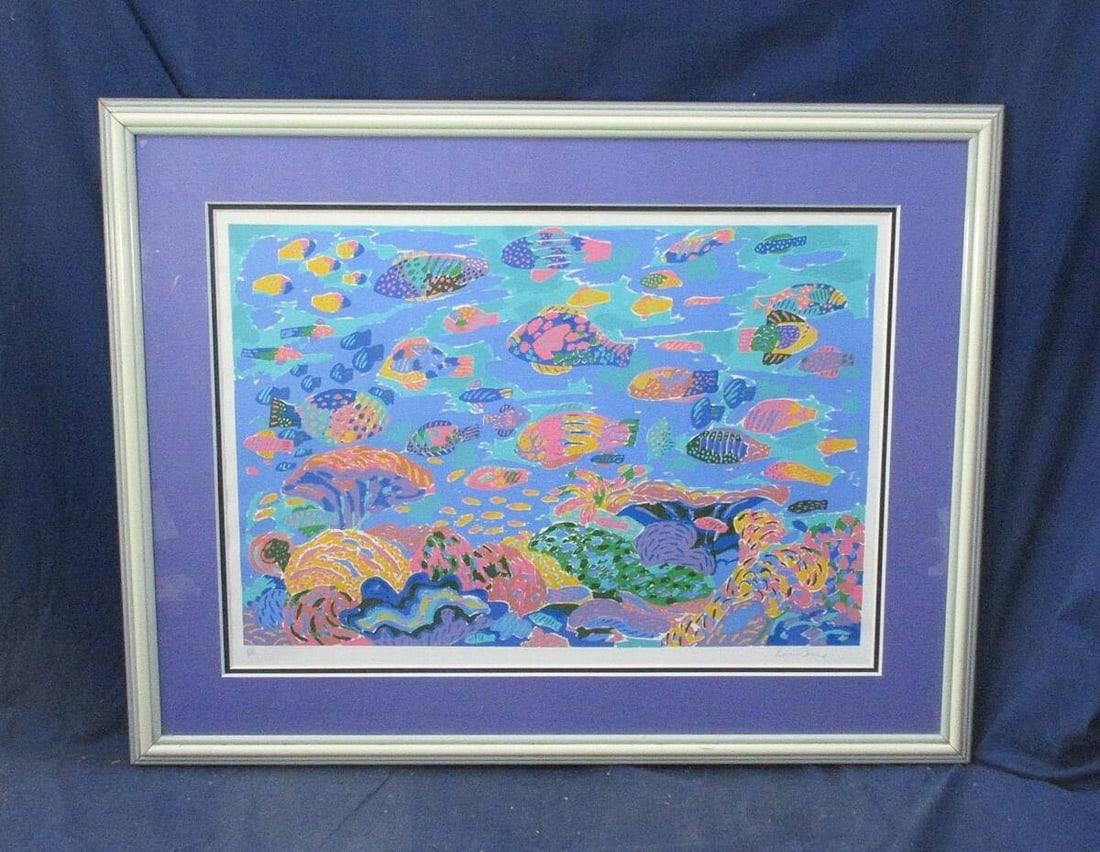 Ken Done Sea Life Hand Signed Limited Edition Silkscreen 308/500 Framed 8667: Country Of Origin: Australia Unit Of Sale: Single Piece Artist: Ken Done (b.1940) Signed By: Ken Done Image Orientation: Landscape Size: Large Signed: Yes Material: Paper Framing: Framed Original/Lice
