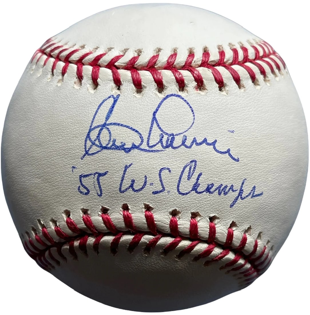 Clem Labine 55 Ws Champs Autographed Official Baseball: Clem Labine 55 WS Champs Autographed Official Baseball Signed on the sweet spot in blue pen on this official Allan Selig baseball with inscription "55 WS Champs" Product Disclaimer: Not affiliated wit