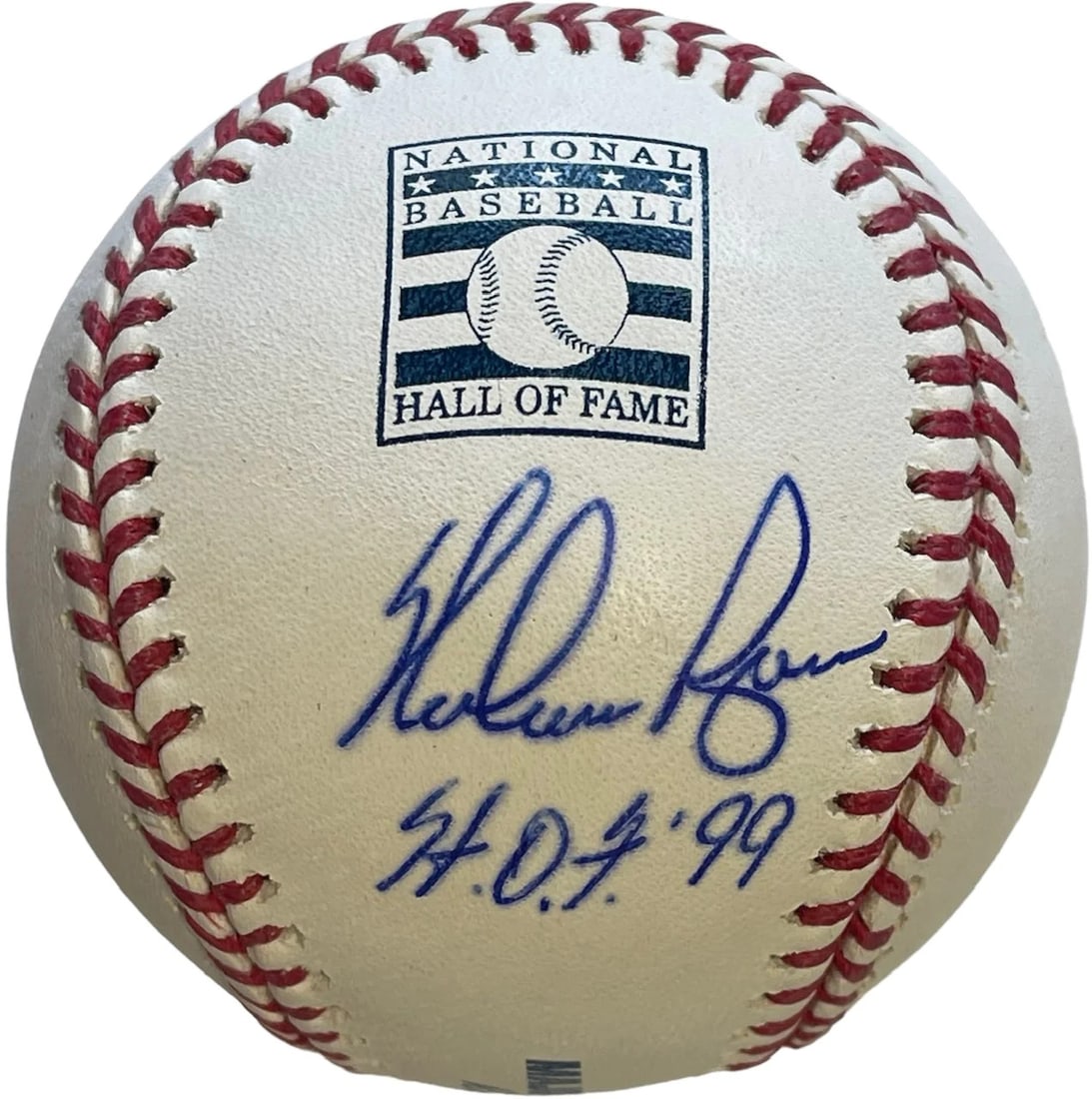 Nolan Ryan "Hof 99" Autographed Hall Of Fame Baseball (Aiv): Brand: AIV Nolan Ryan "HOF 99" Autographed Hall of Fame Baseball Inscribed with "HOF 99" inscription Signed across the side panel of an official Hall of Fame Robert Manfred baseball Authenticity is pr