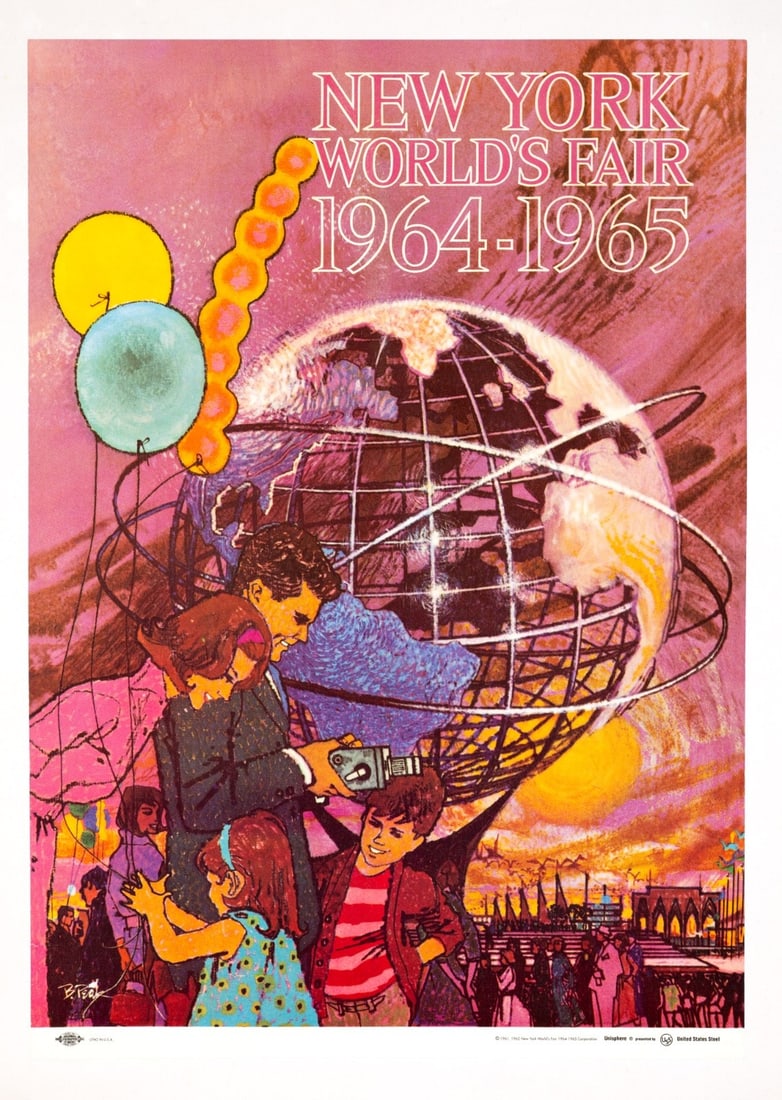 Bob Peak New York Worlds Fair Poster, 1961 Copyright / 196465 Fair Original: Country Of Origin: United States Artist: BOB PEAK Unit Of Sale: Single Piece Size: Small Date Of Creation: 1964 Framing: Unframed Region Of Origin: New York USA Year Of Production: 1964 Width (Inches)