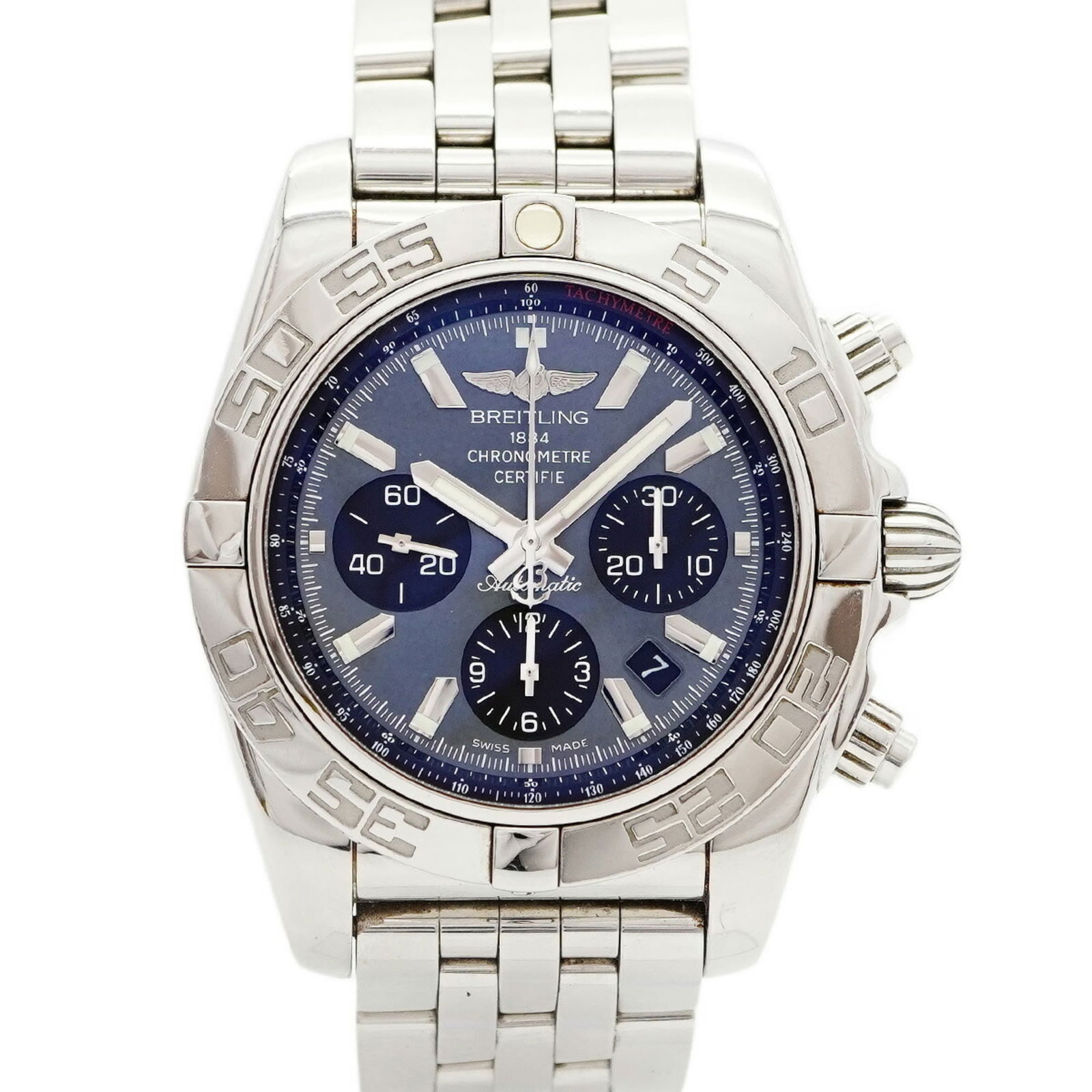 Breitling Chronomat Ab01114K Black Dial: Brand: Breitling Type: Wristwatch Gender: Men Material (Band): Stainless Steel Color (Dial): Black Shell Case Diameter: 43.5mm / 1.71'' Wrist Size: 19.5cm / 7.67'' Condition: Used (good), Traces of us